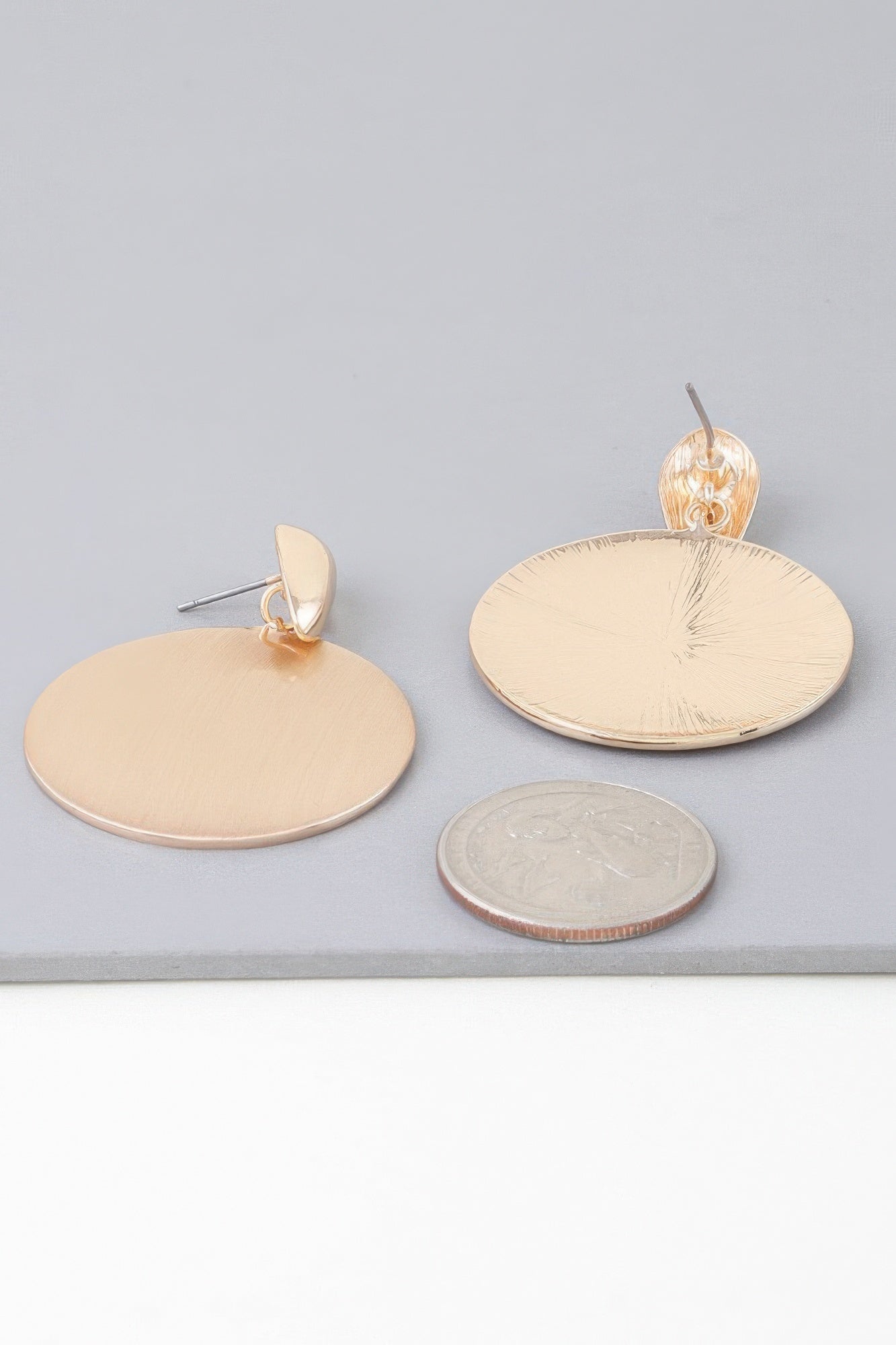 Gold-Toned Smooth Disc Drop Earrings Secondary image