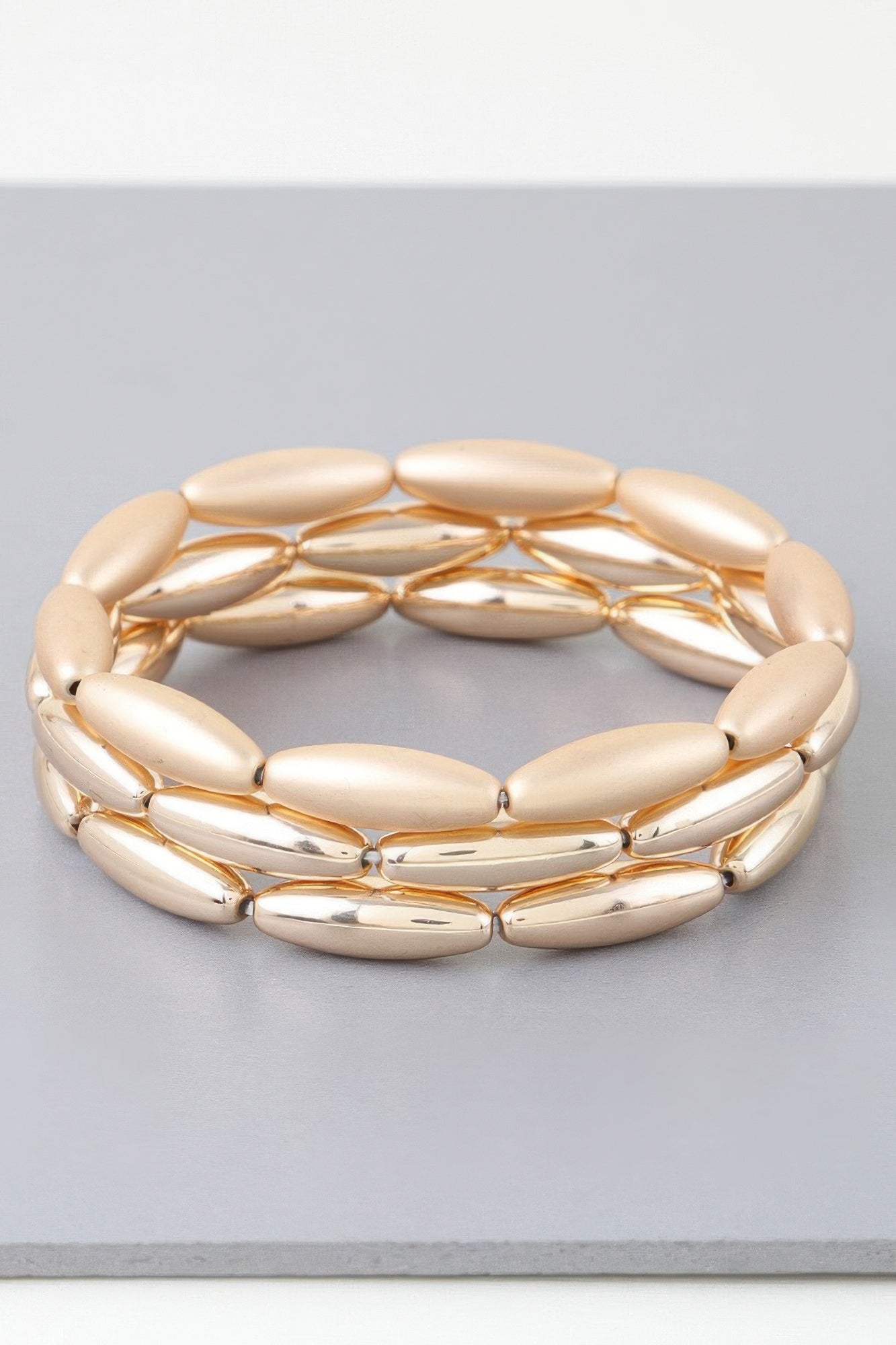 Triple-Row Polished Metal Link Bracelet Secondary image