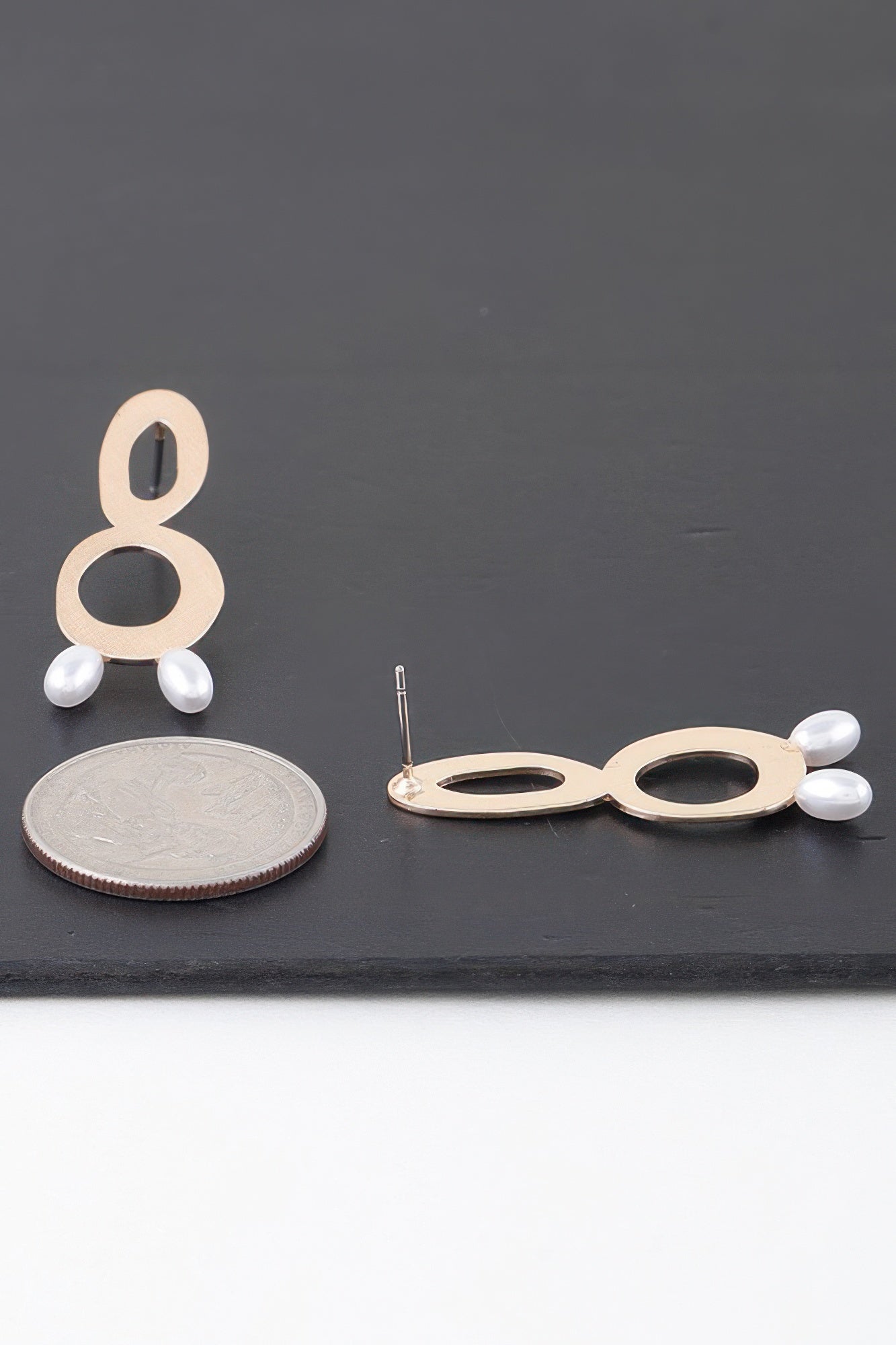 Gold Cream Open Oval Drop Earrings Secondary image