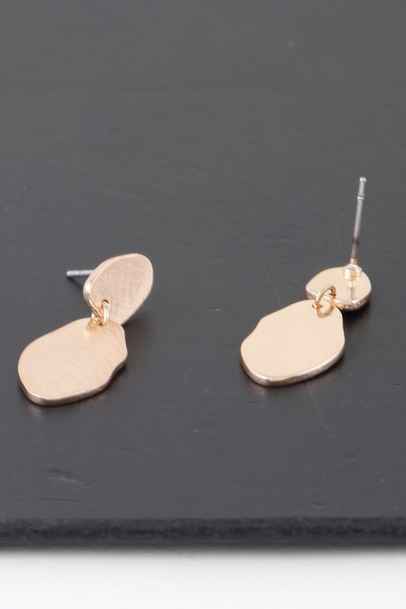 Gold Engraved Double-Drop Earrings Secondary image