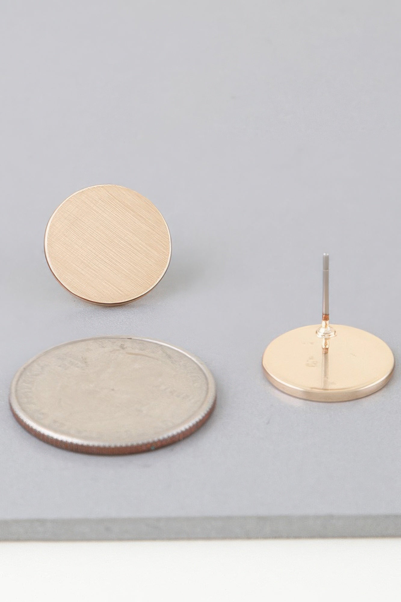 Gold Matte Round Disc Earrings Secondary image