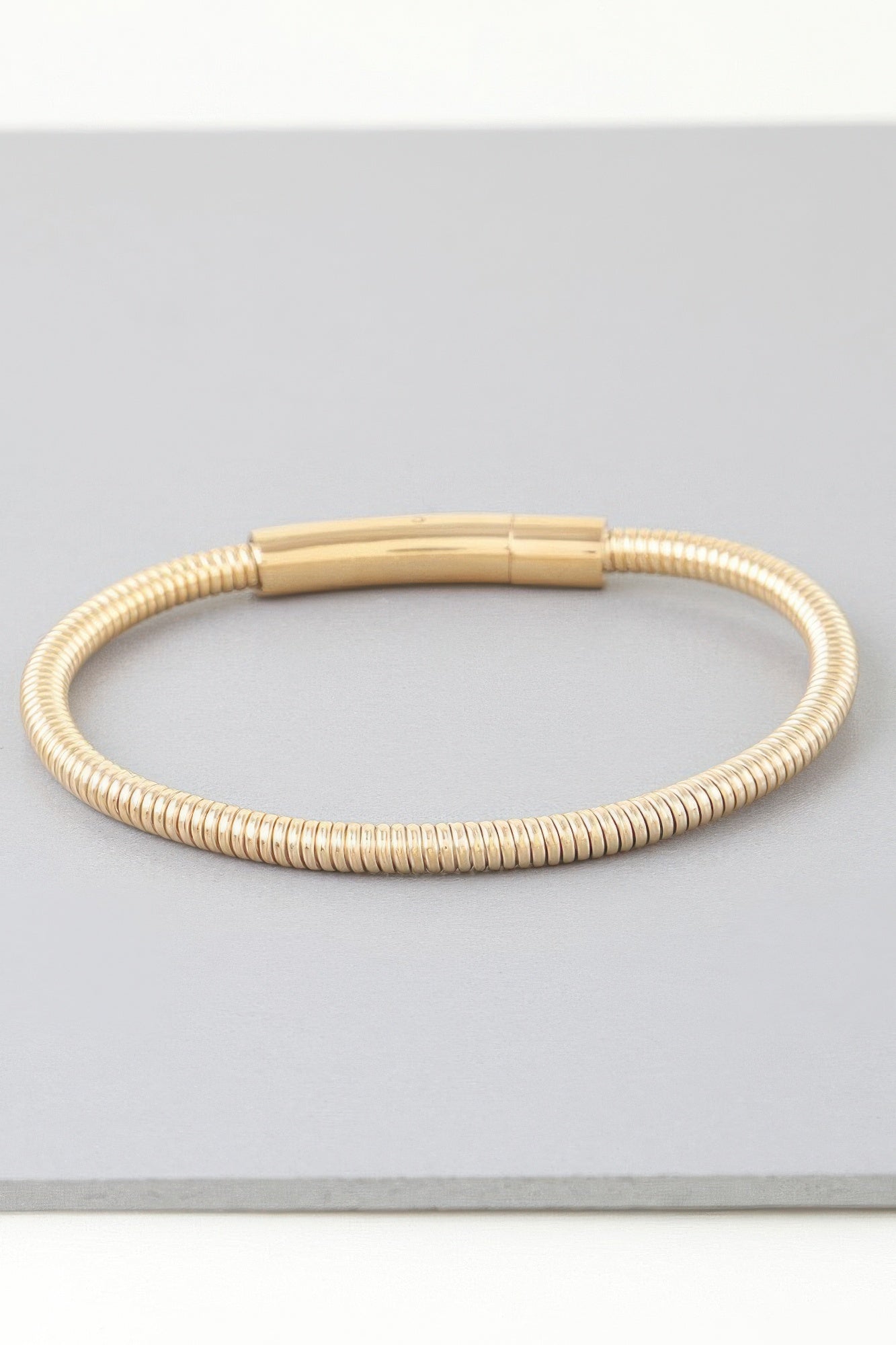 Gold Ribbed Coil Cuff Bracelet Secondary image