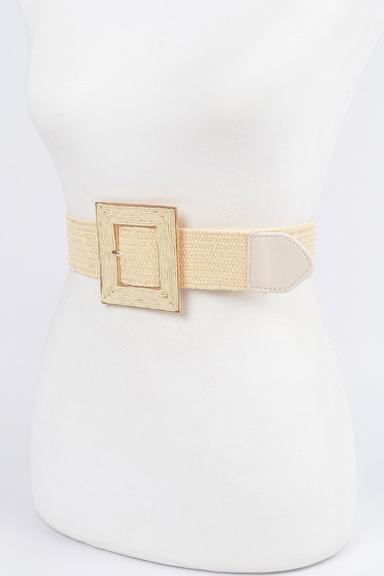 Textured Stretch Waist Belt with Square Buckle Secondary image