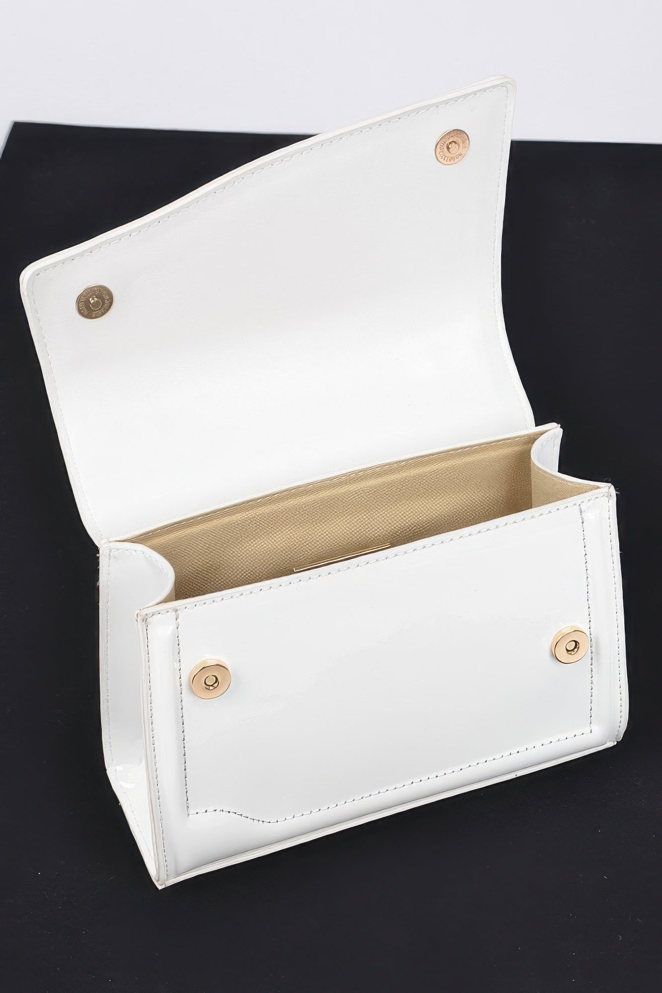 Glossy Faux Leather Structured Top Handle Bag Secondary image