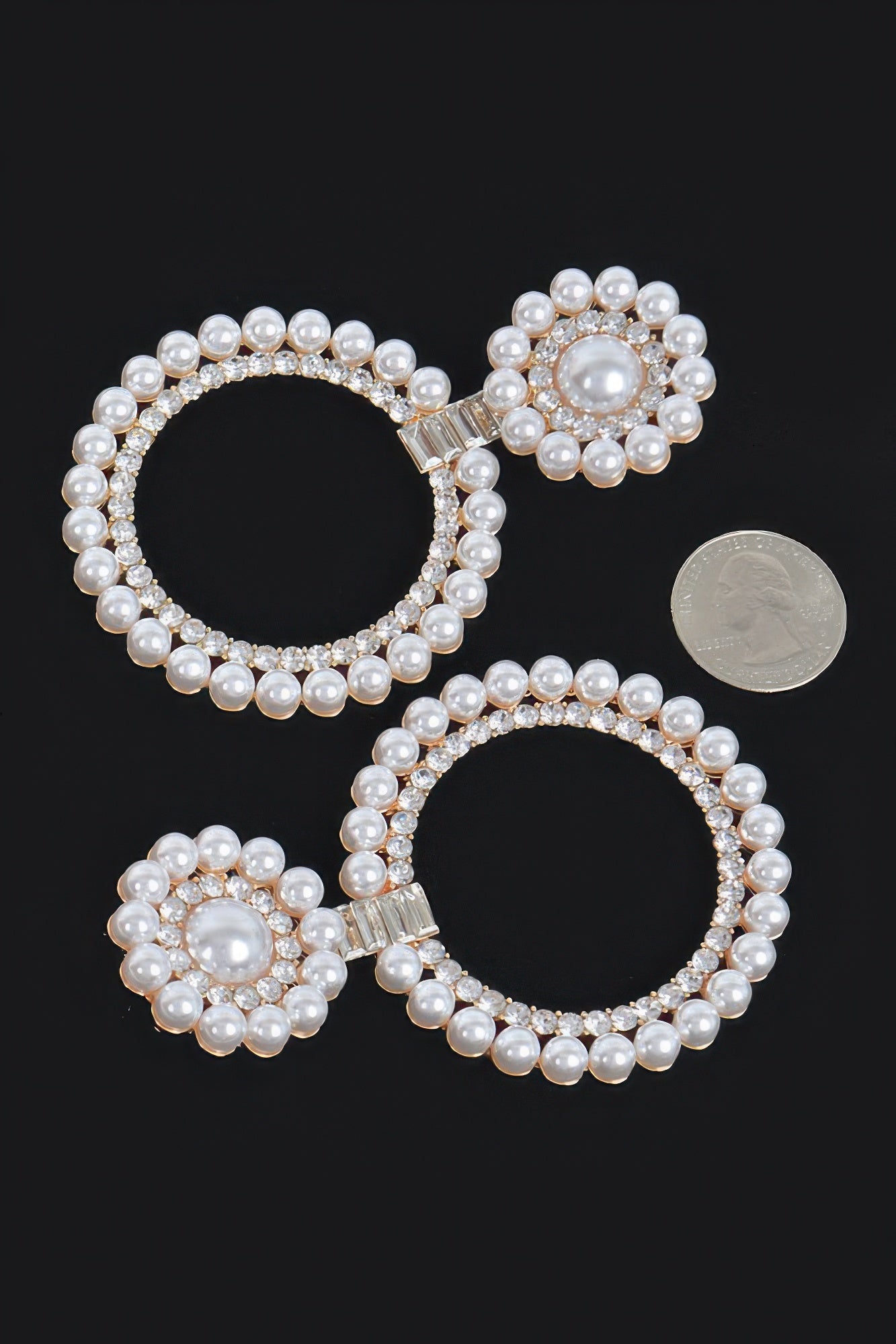 Gold Faux Pearl and Stone Statement Drop Earrings Secondary image