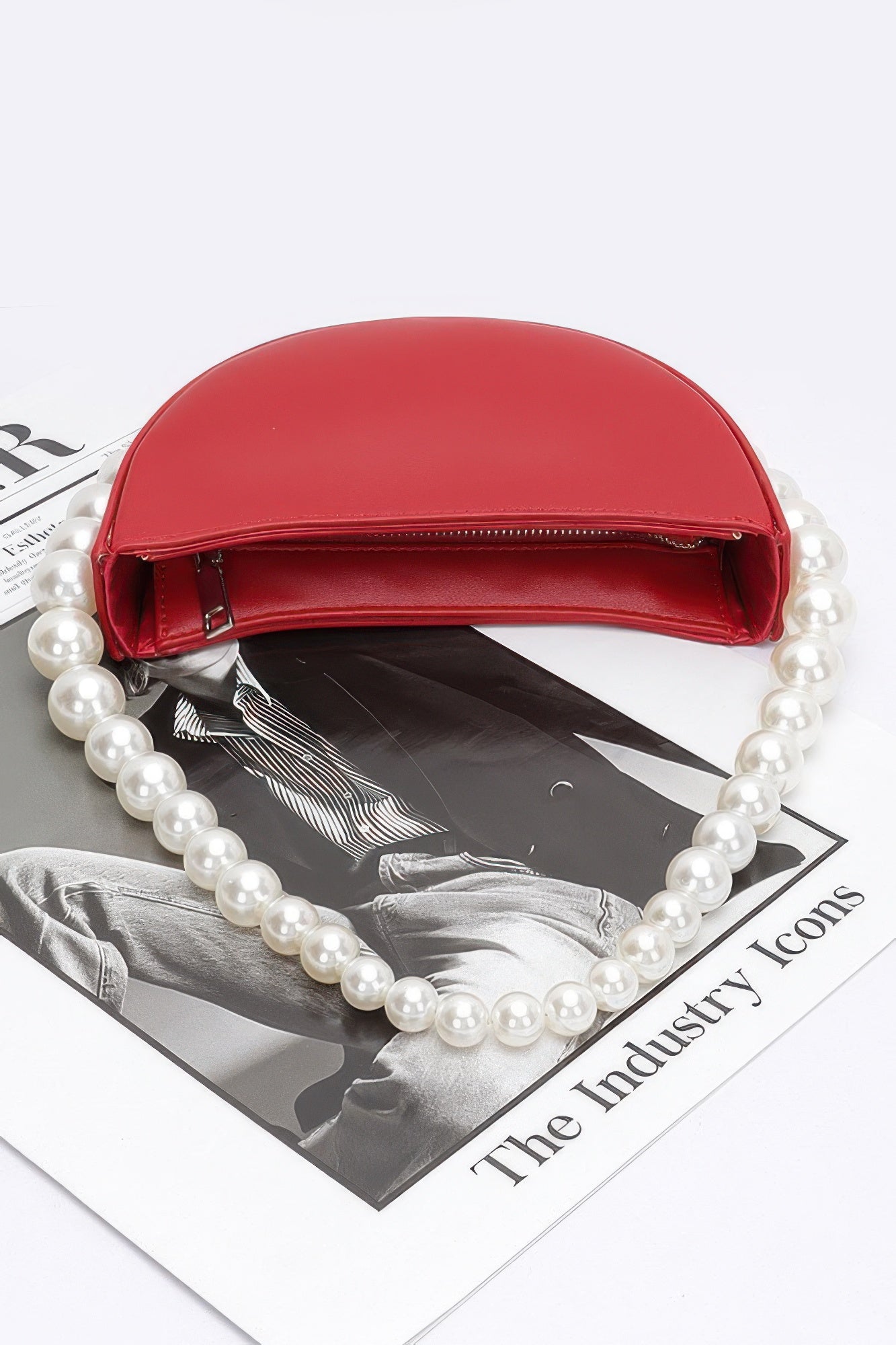 Faux Pearl Handle Half Moon Handbag Secondary image