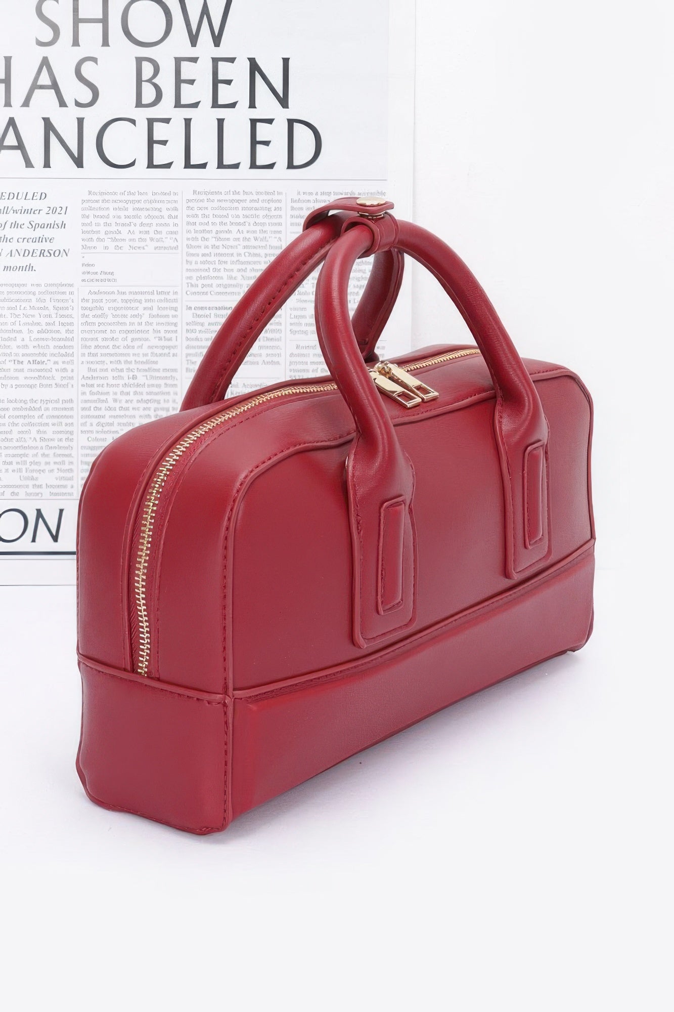 Faux Leather Structured Handbag with Chain Strap Secondary image