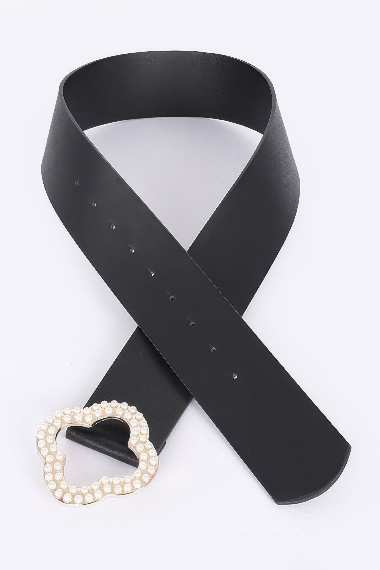 Black Stretch Belt with Pearl Metal Buckle Secondary image