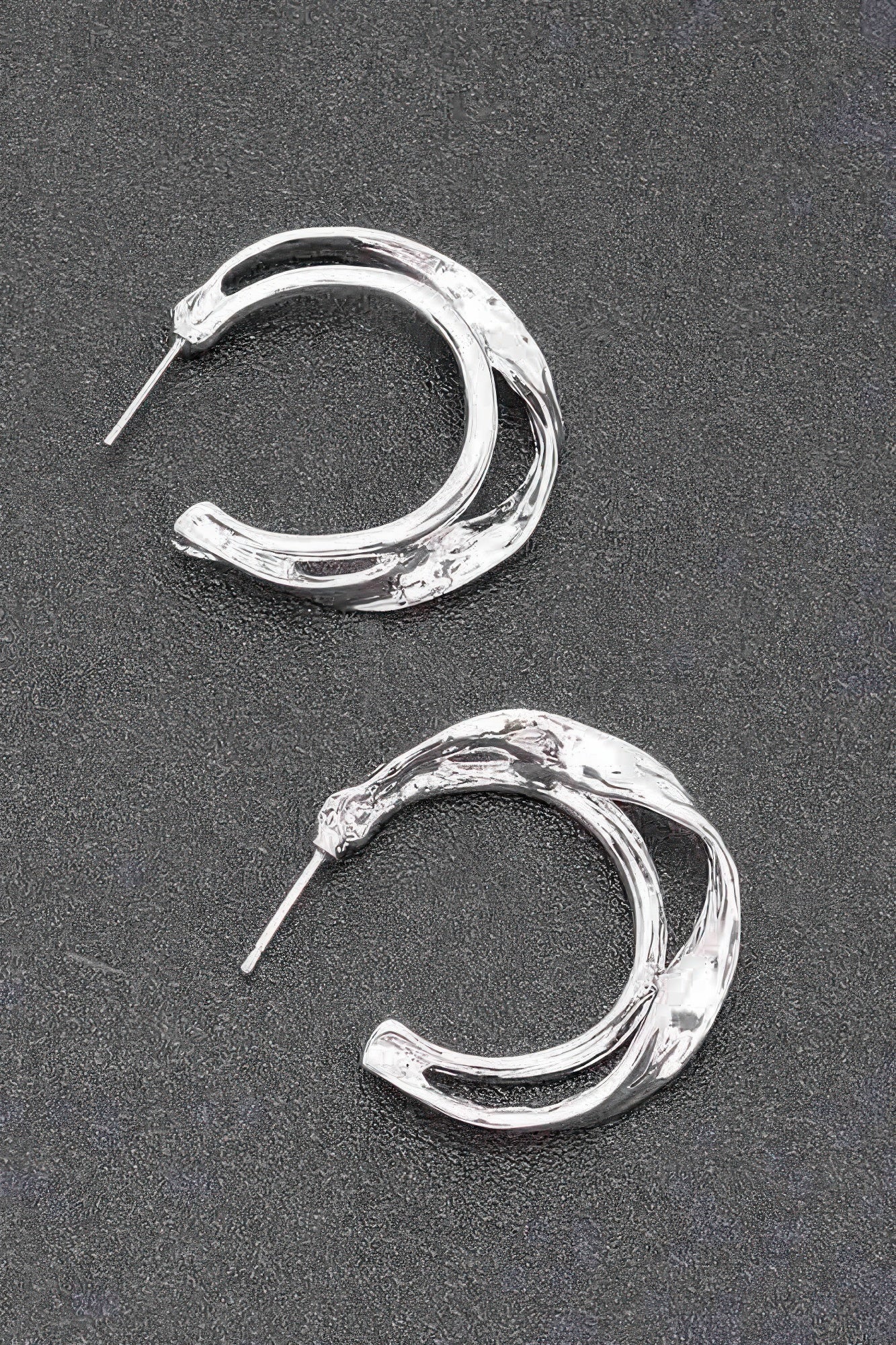 Textured Metal Hoop Earrings Secondary image