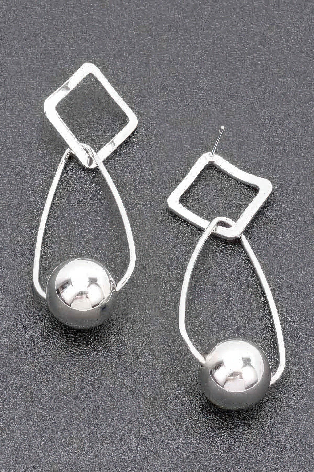 Geometric Drop Earrings with Ball Accent Secondary image