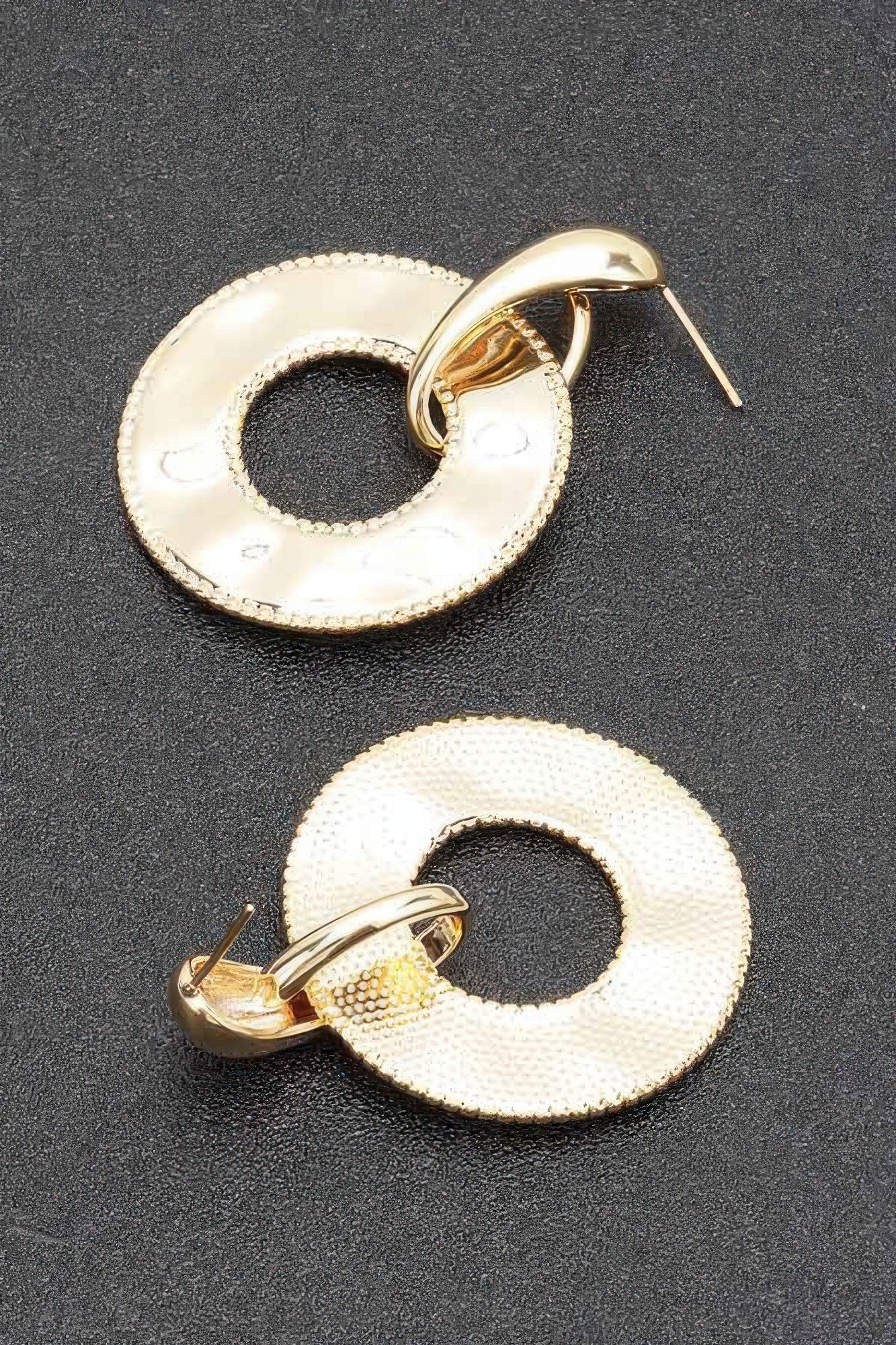 Gold-Plated Double-Circle Drop Earrings Secondary image