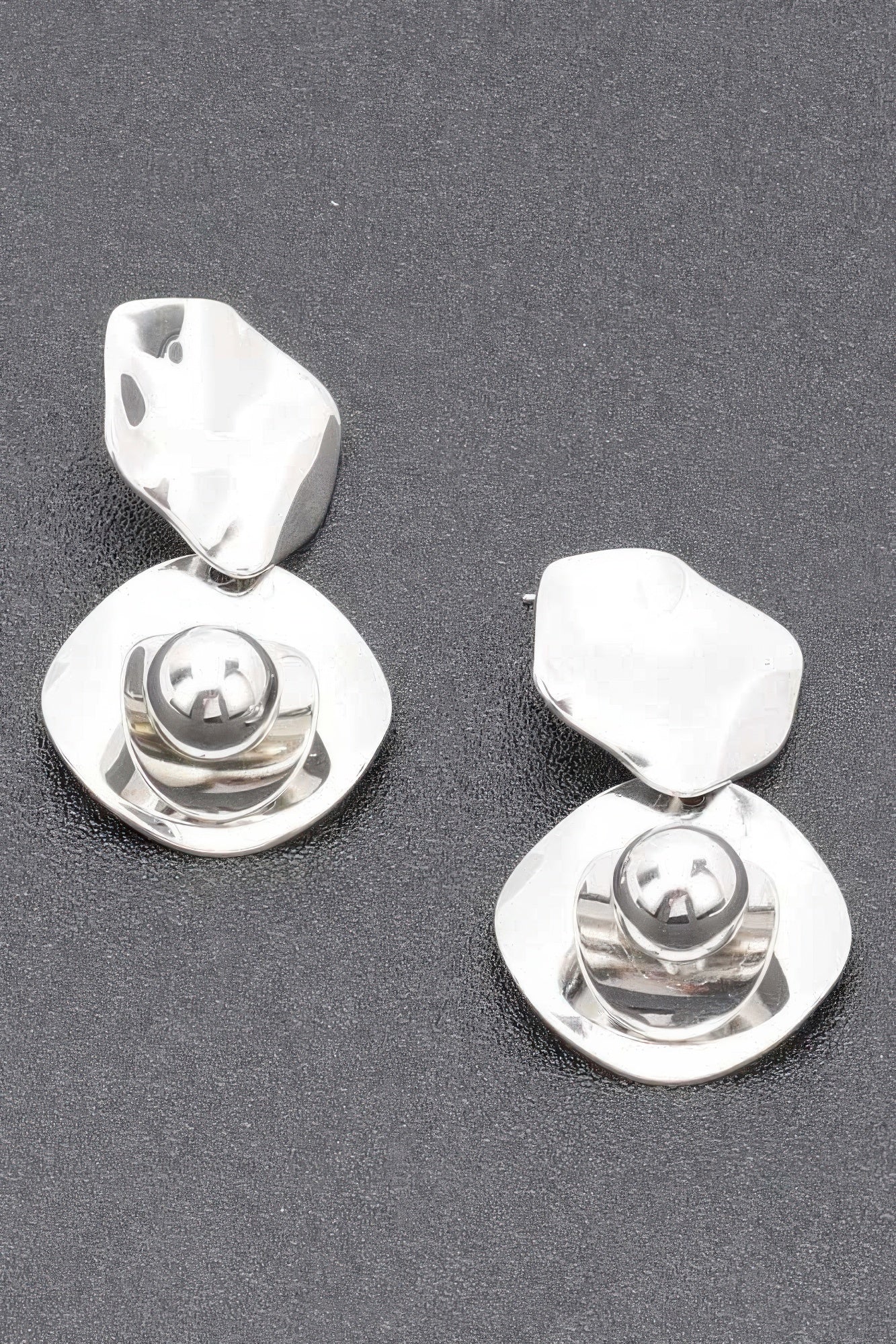 Sculptural Layered Metal Statement Earrings Secondary image