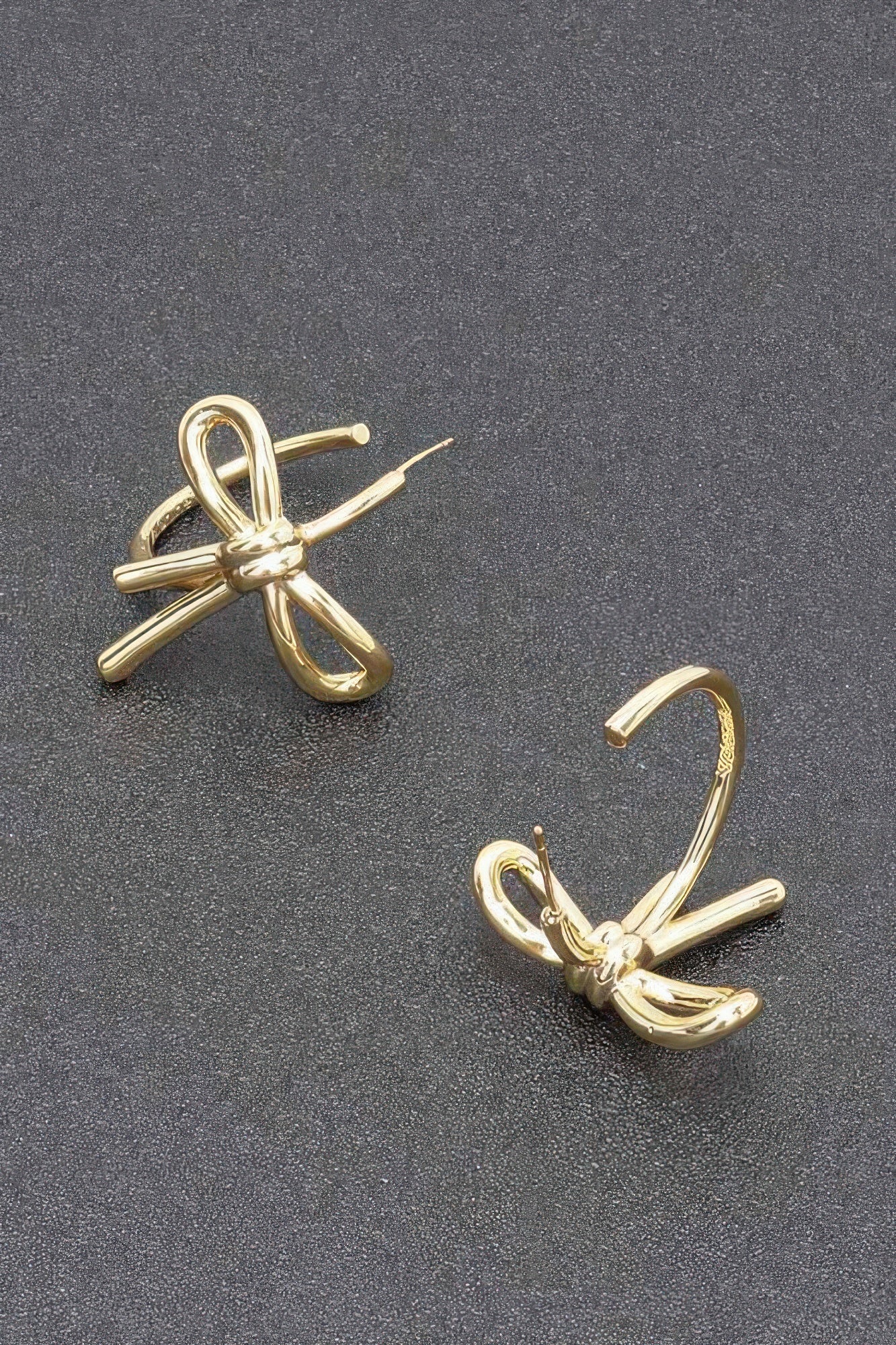 Knot Bow Metal Earrings in Gold or Silver Secondary image