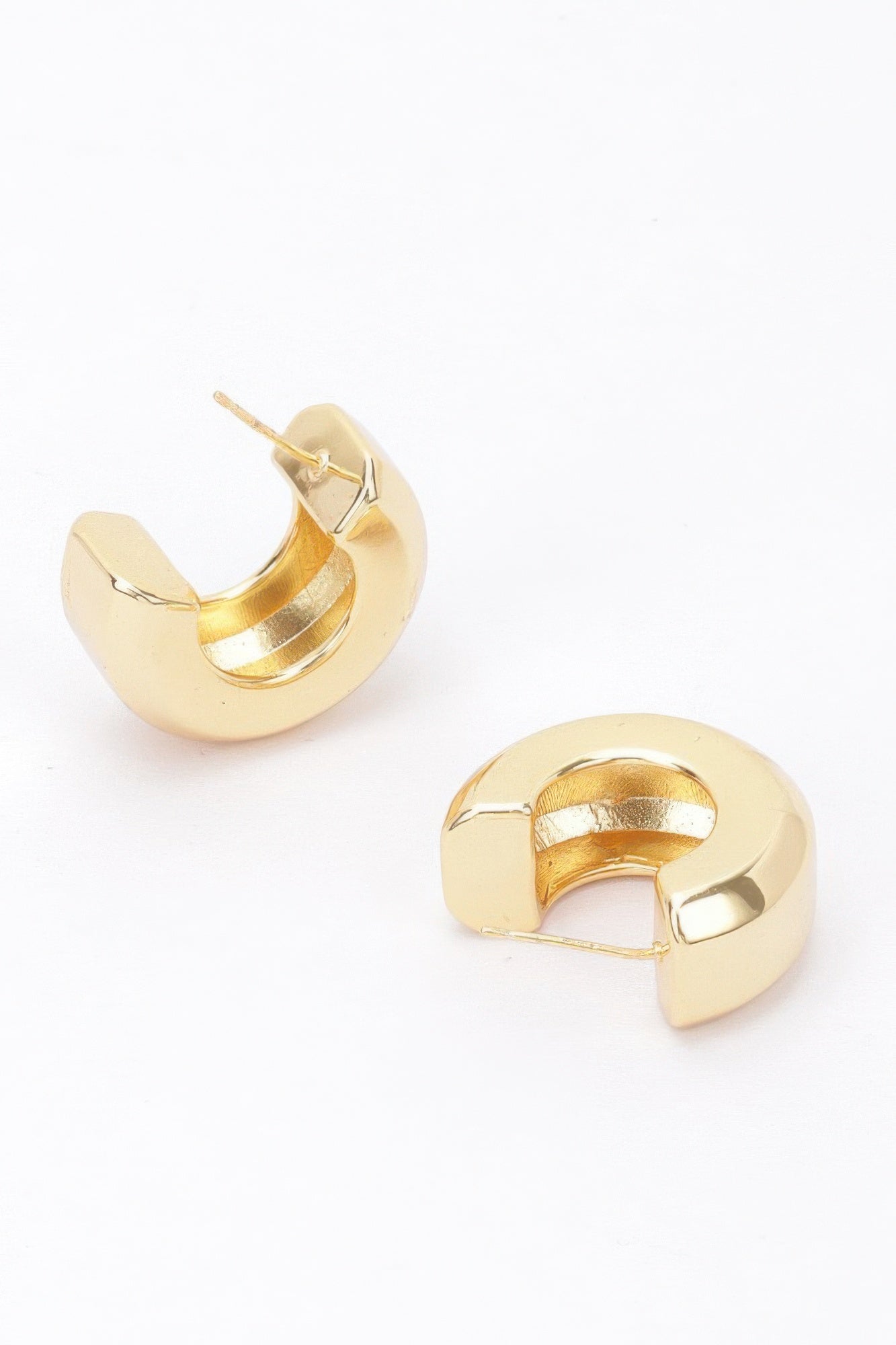 Polished Metal Hoop Earrings Secondary image