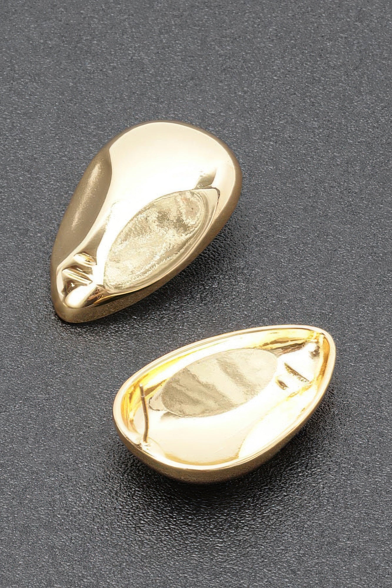 Gold Face-Design Metal Stud Earrings Secondary image
