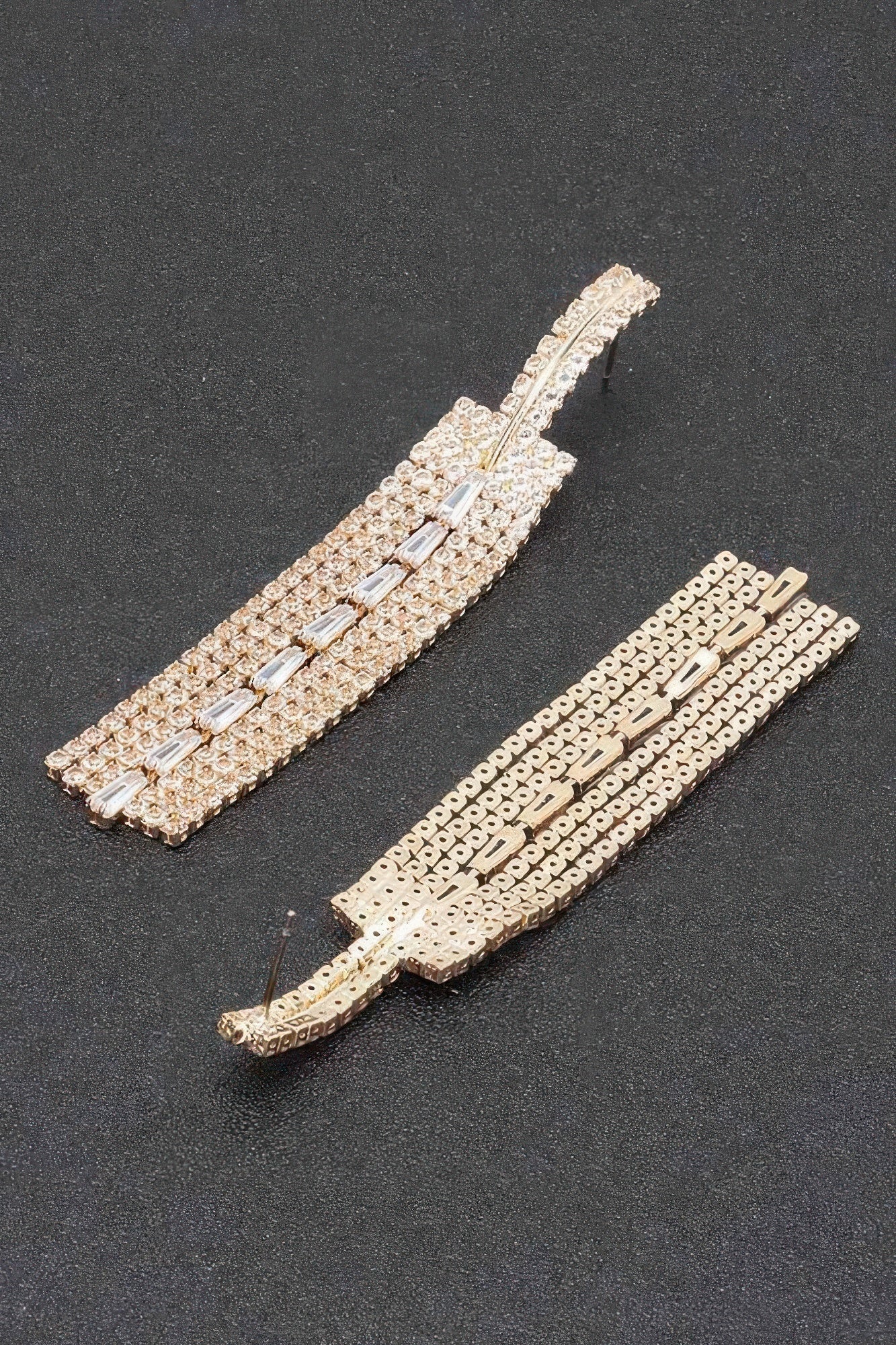 Rhinestone Baguette Drop Earrings Secondary image