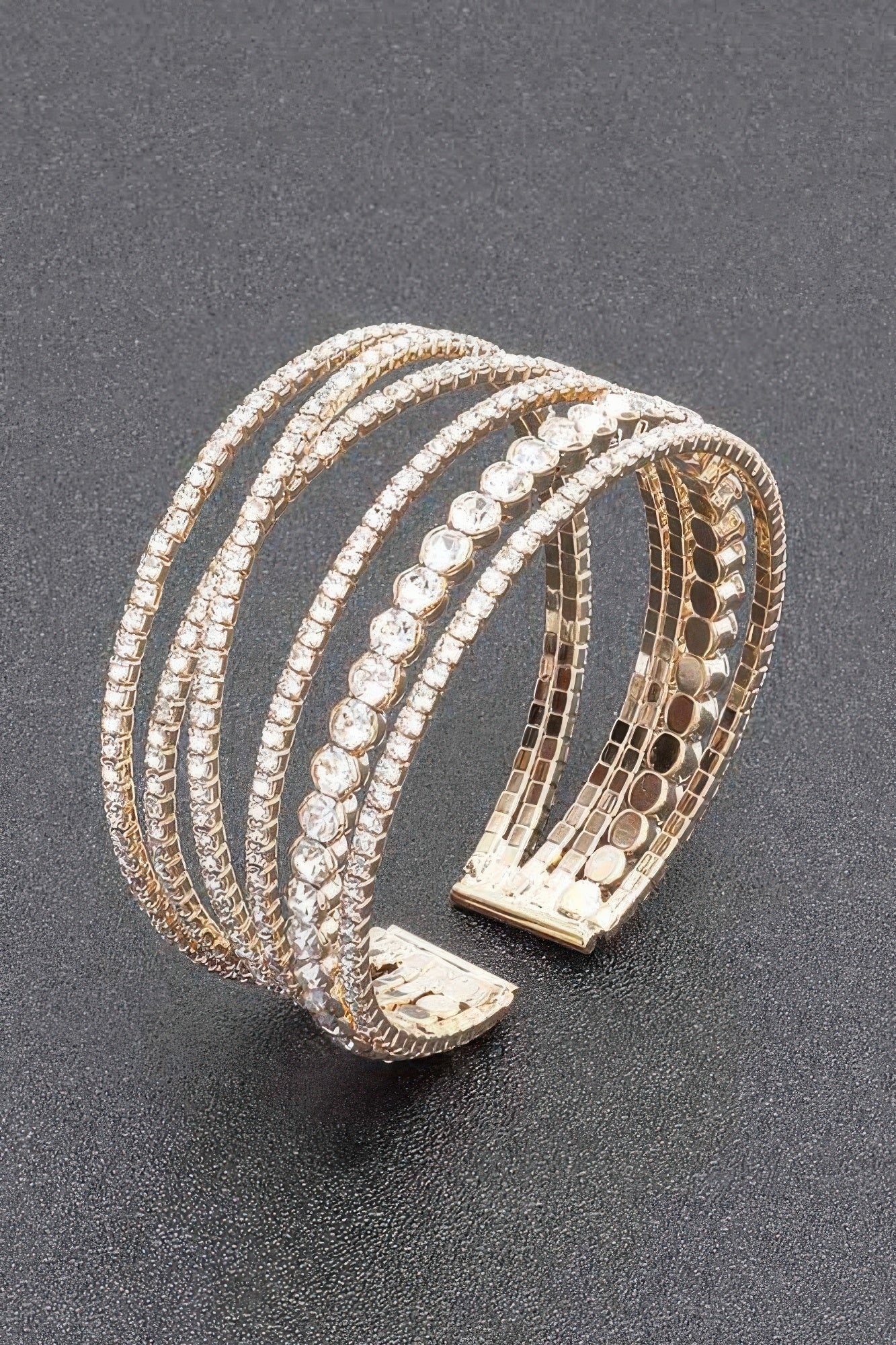 Rhinestone Multi-Band Cuff Bracelet Secondary image