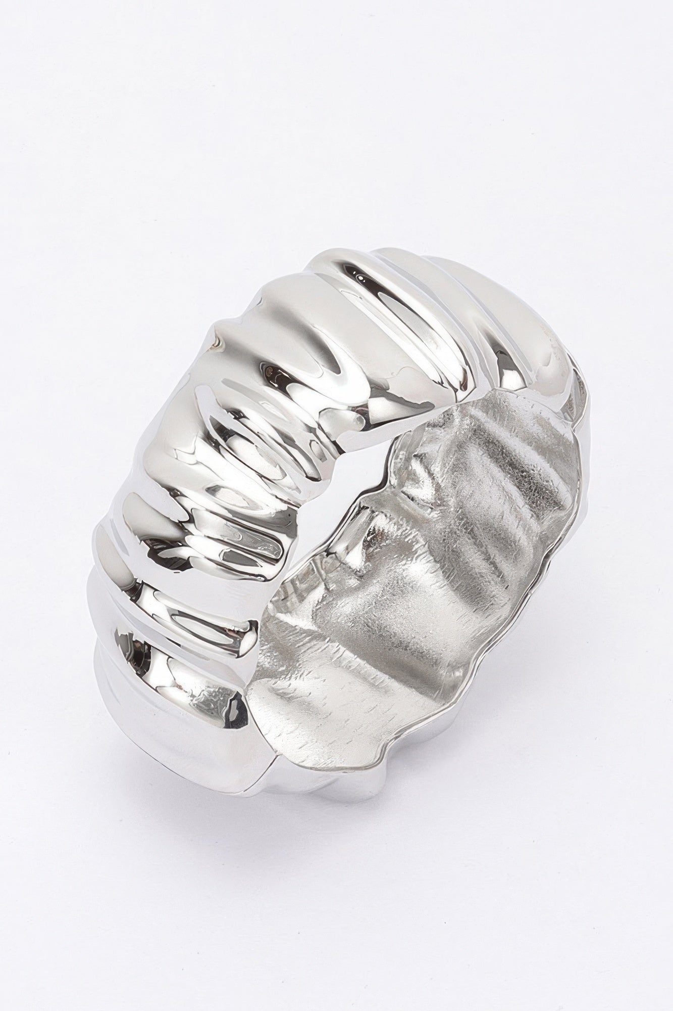 Scalloped Metal Cuff Bracelet in Gold or Silver Secondary image