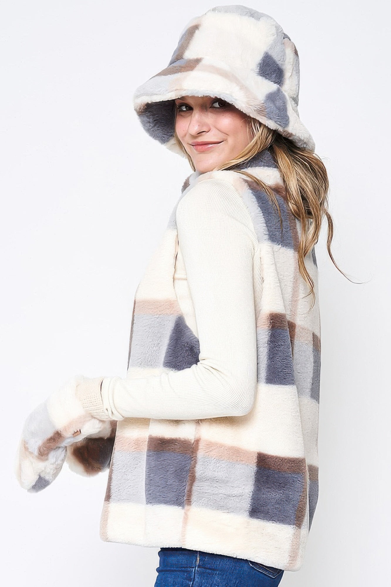 Plaid Faux Fur Vest Secondary image