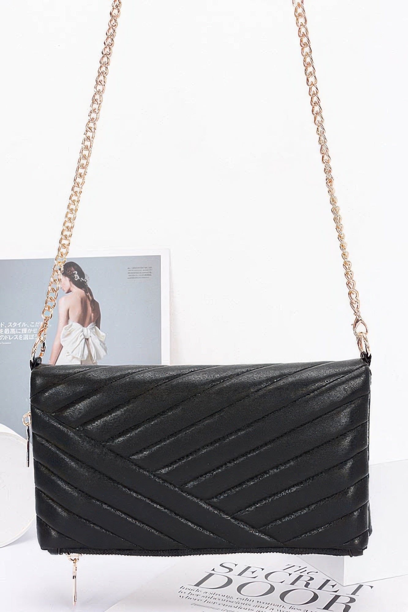 Quilted Faux Leather Foldover Clutch Secondary image