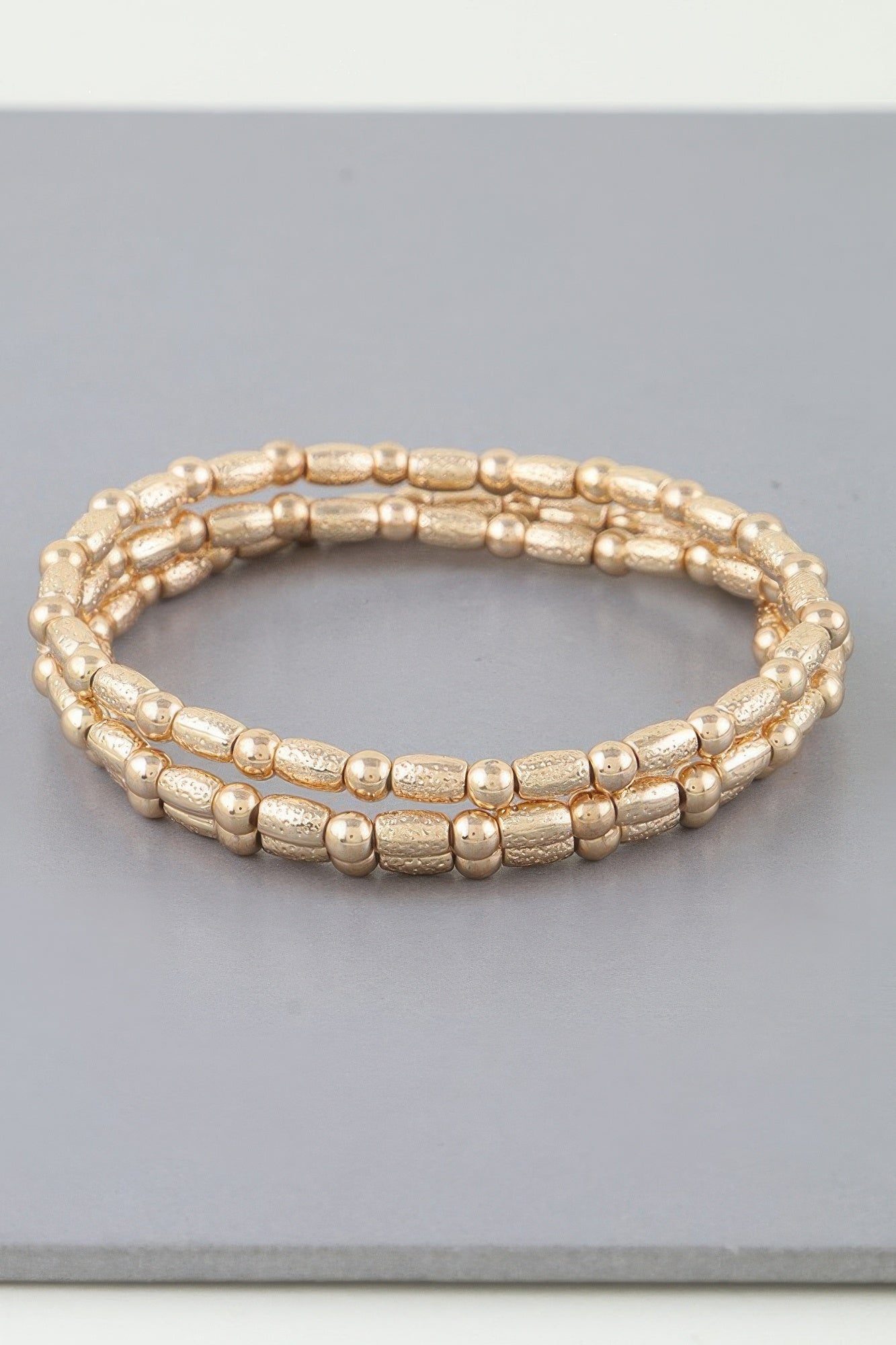 Triple-Strand Textured Beaded Bracelet Secondary image