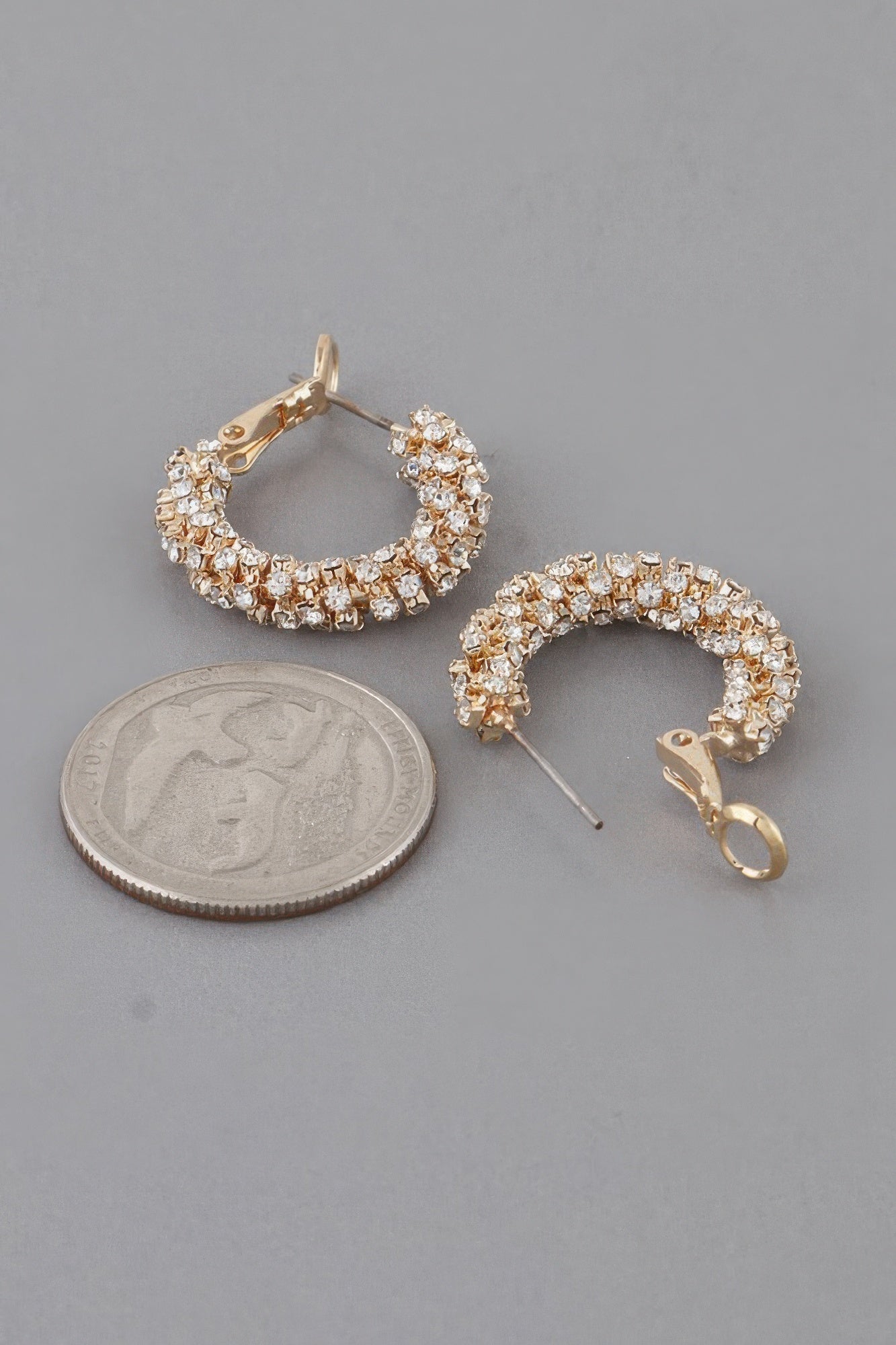 Rhinestone-Encrusted Petite Hoop Earrings Secondary image
