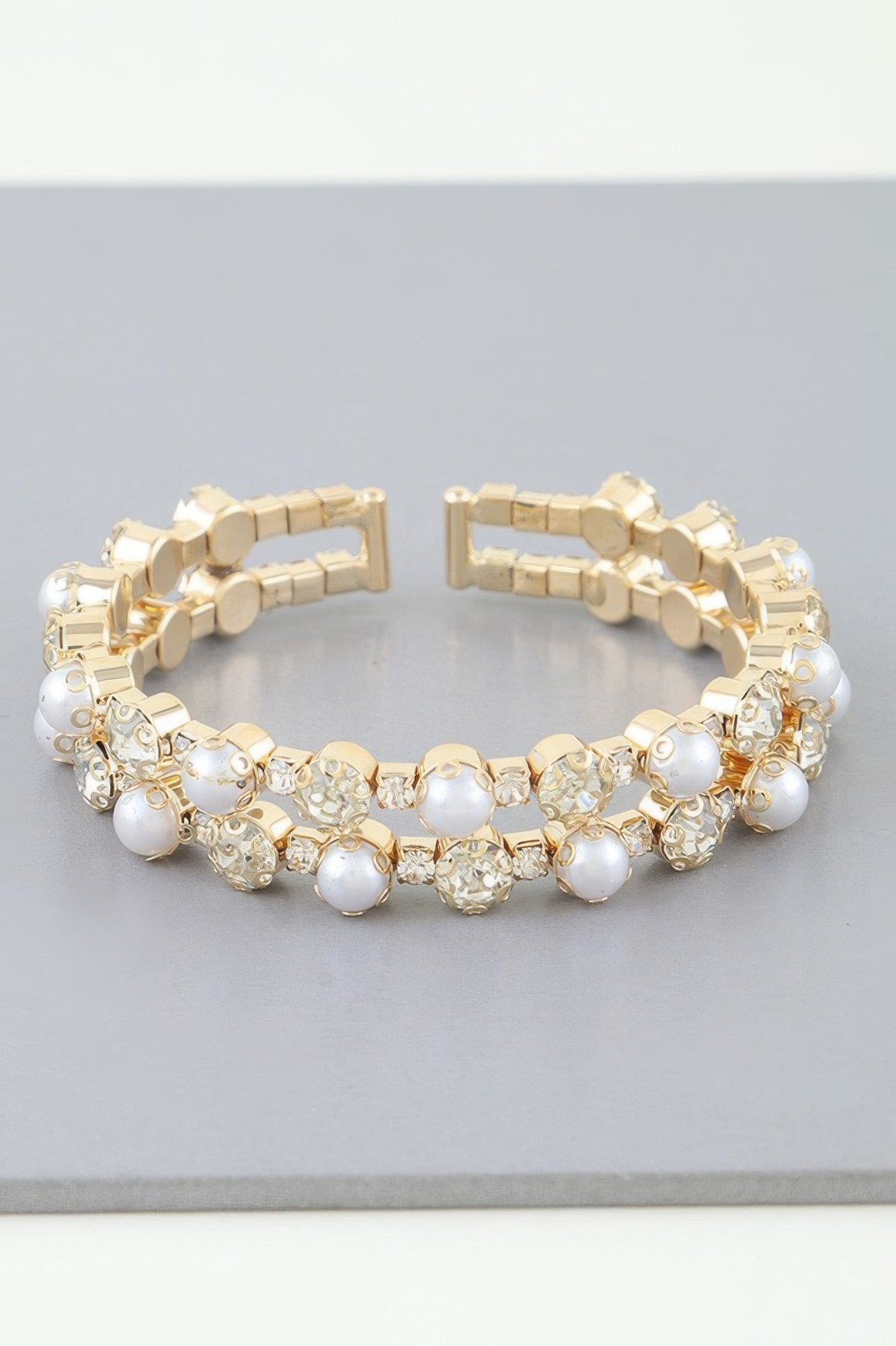 Pearl and Clear Accent Link Bracelet Secondary image