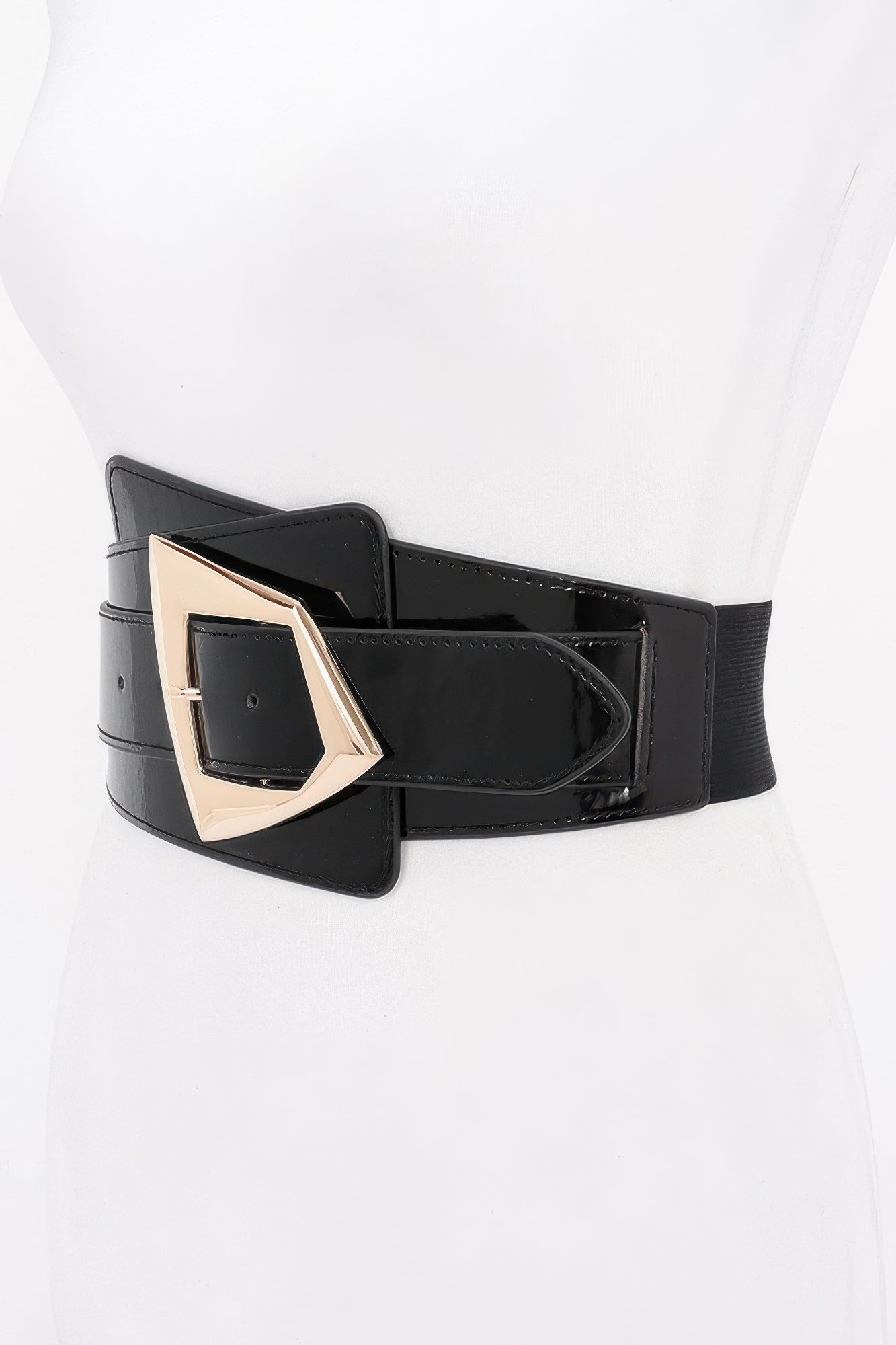 Wide Elastic Belt with Sculptural Metal Buckle Secondary image