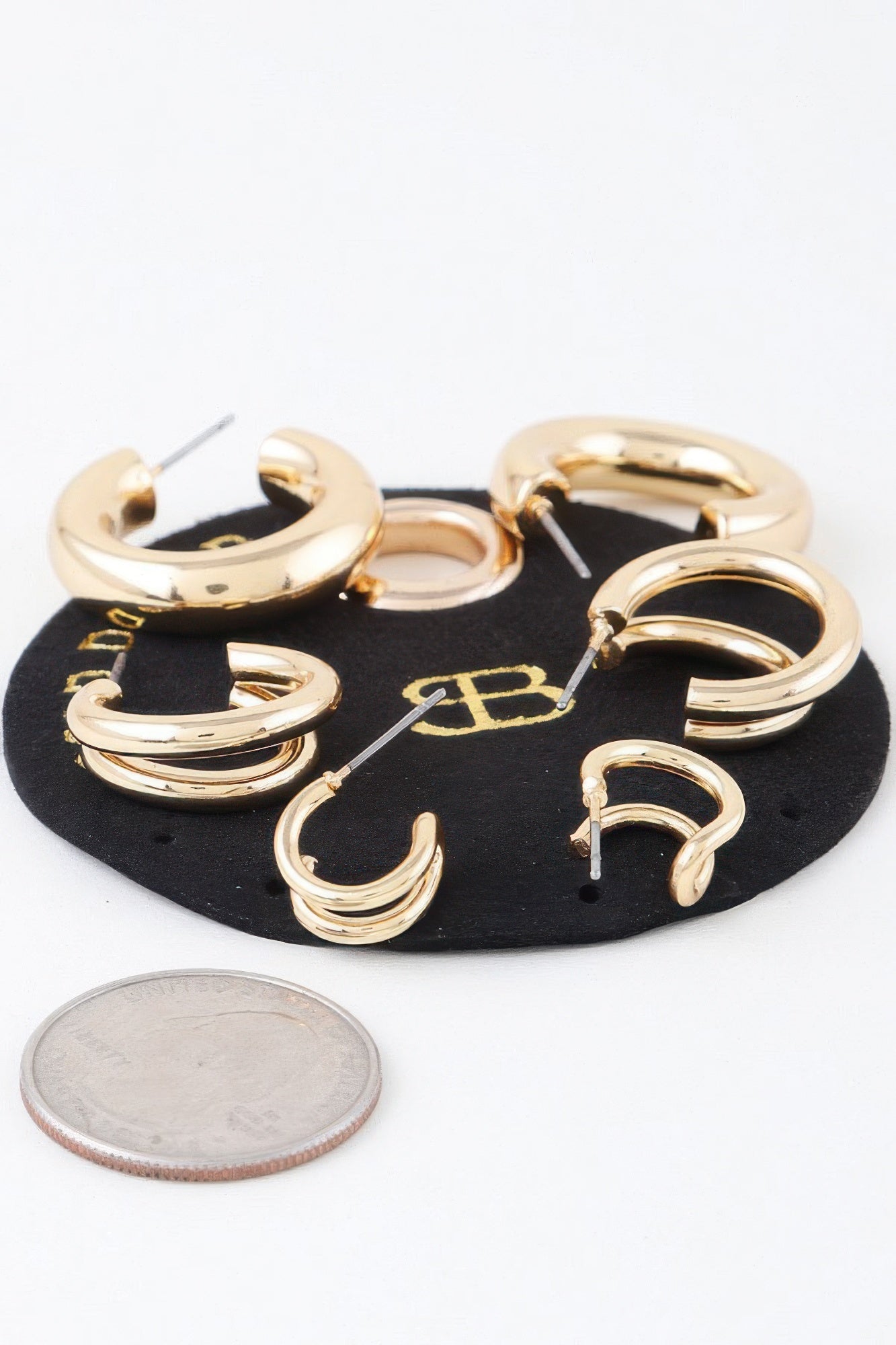 Shiny Mixed Hoop Earrings Set Secondary image