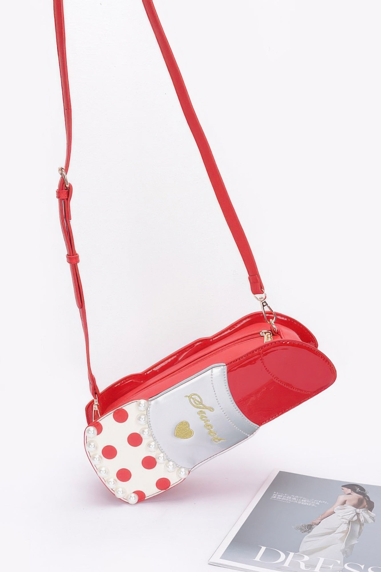 Lipstick Novelty Crossbody Bag With Embellished Detail Secondary image