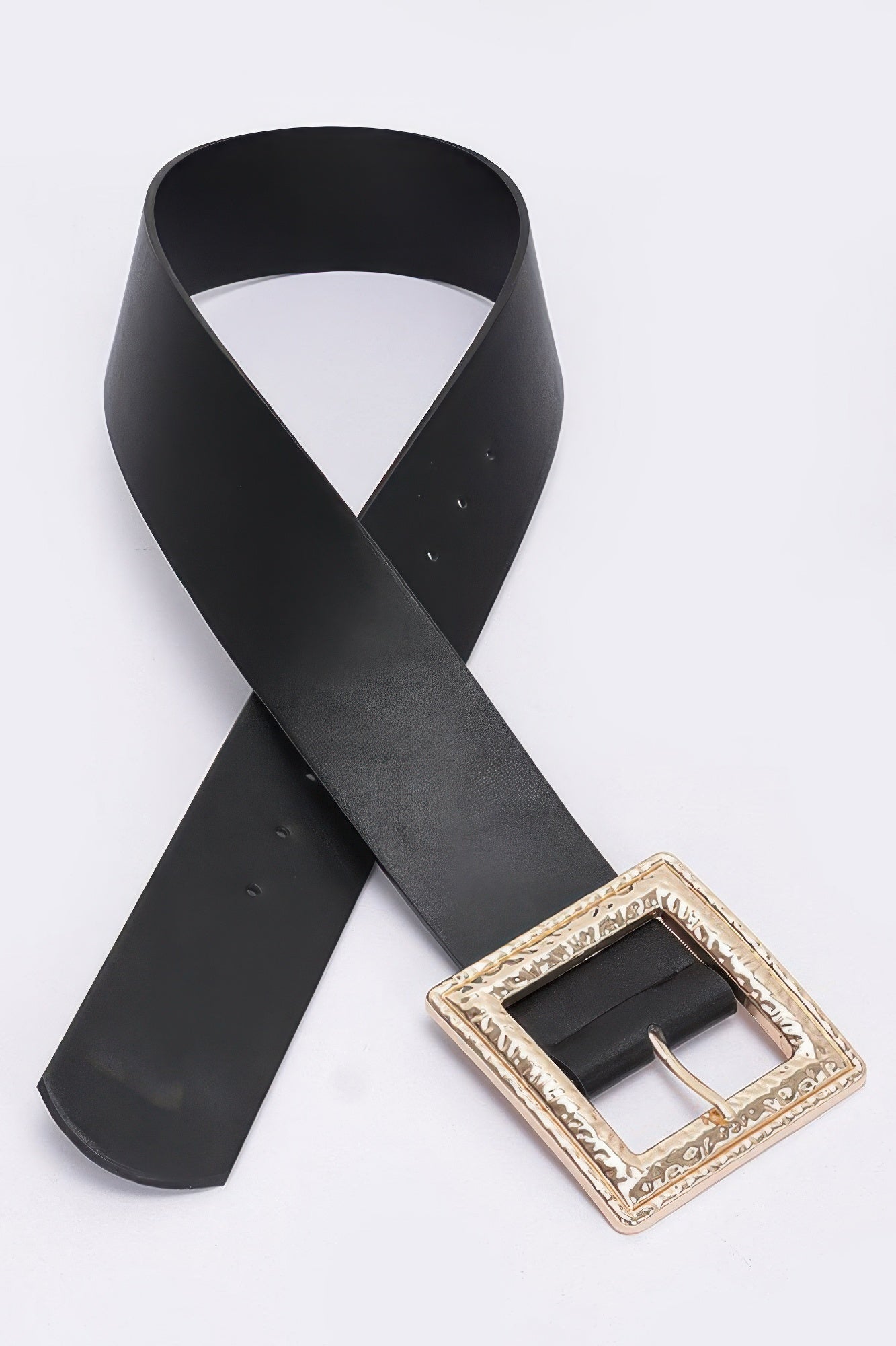 Wide Stretch Belt with Hammered Metal Buckle Secondary image