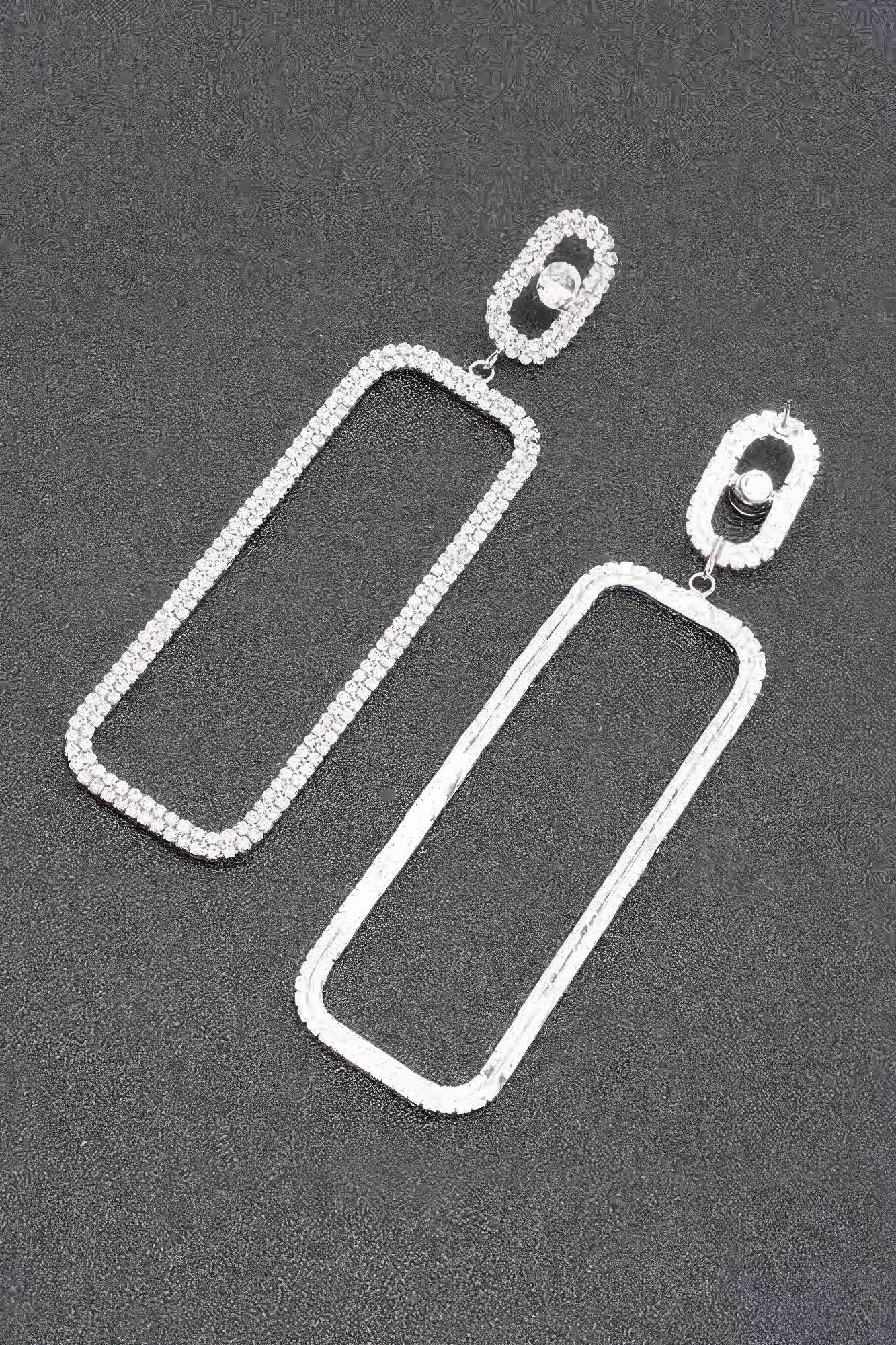 Rhinestone Rectangular Drop Earrings Secondary image