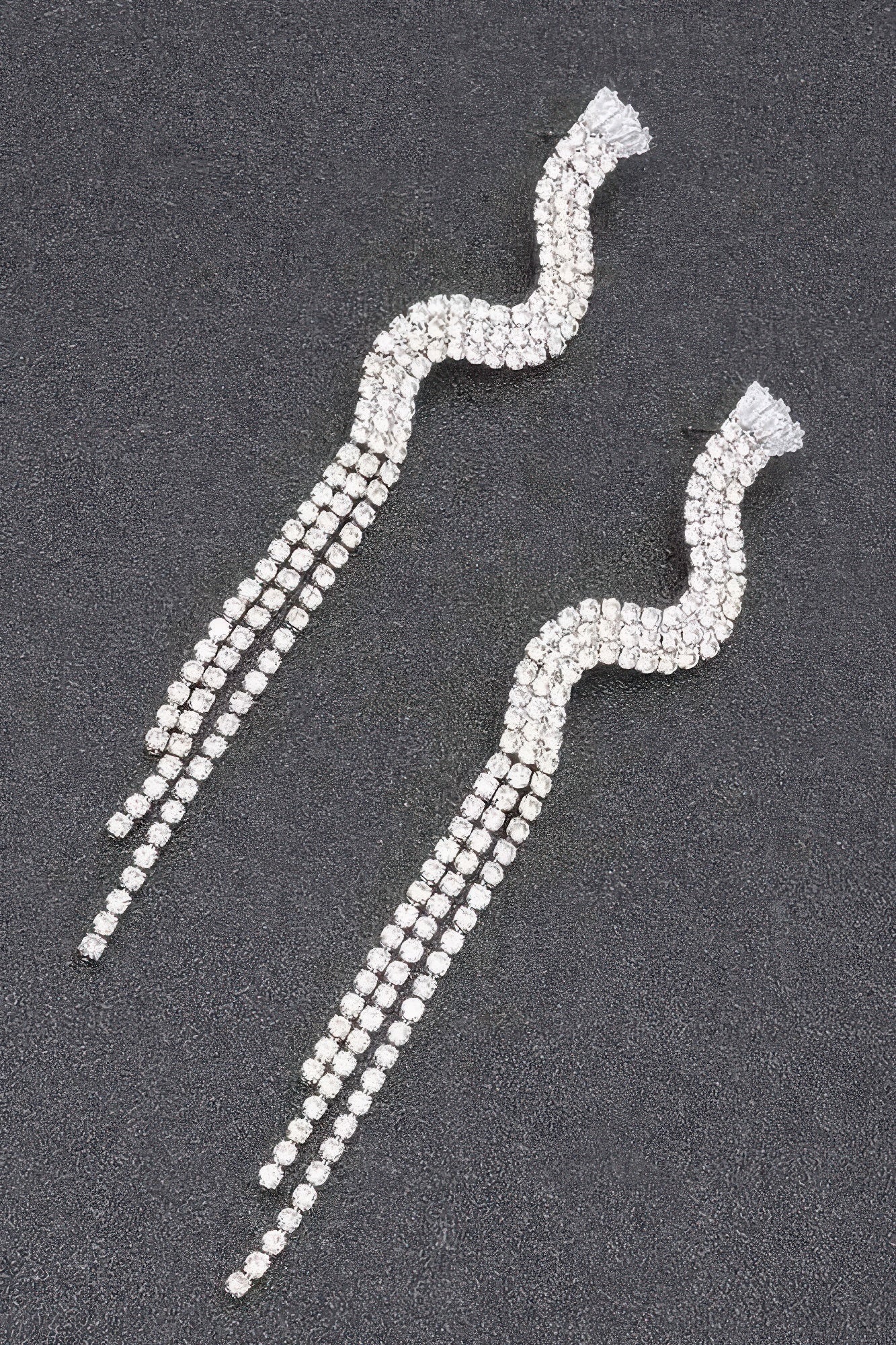 Rhinestone Fringe Drop Earrings Secondary image