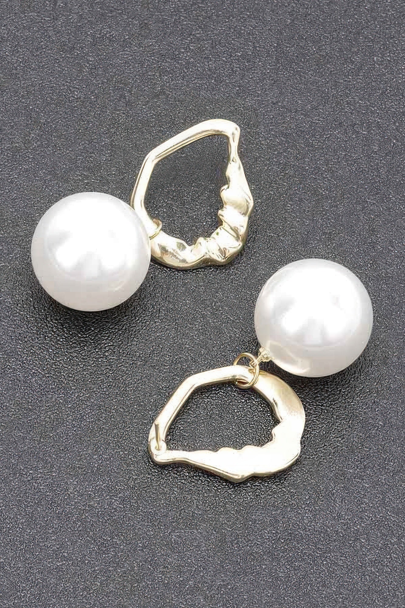 Faux Pearl Sculpted Metal Drop Earrings Secondary image