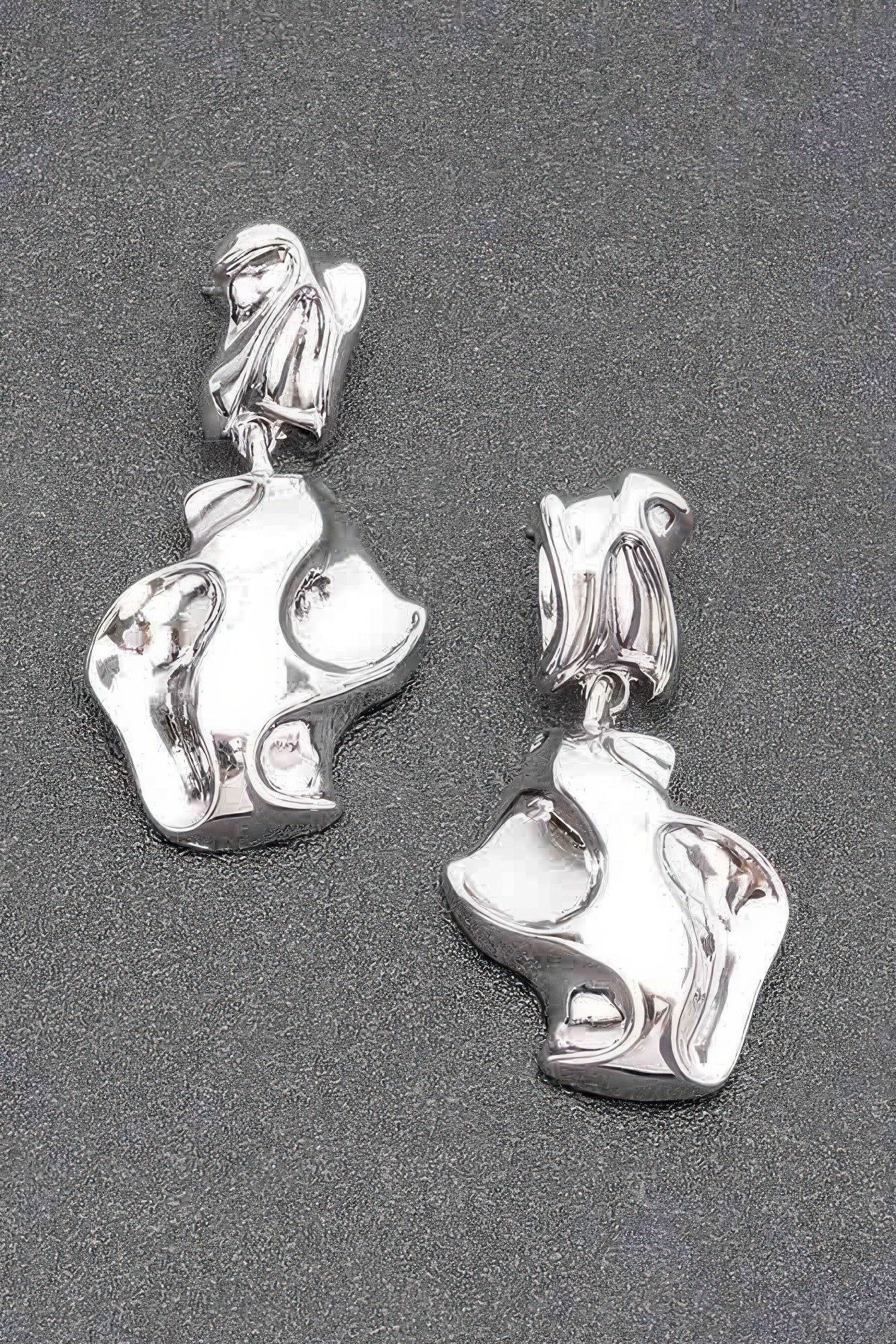 Sculptural Plated Metal Drop Earrings Secondary image