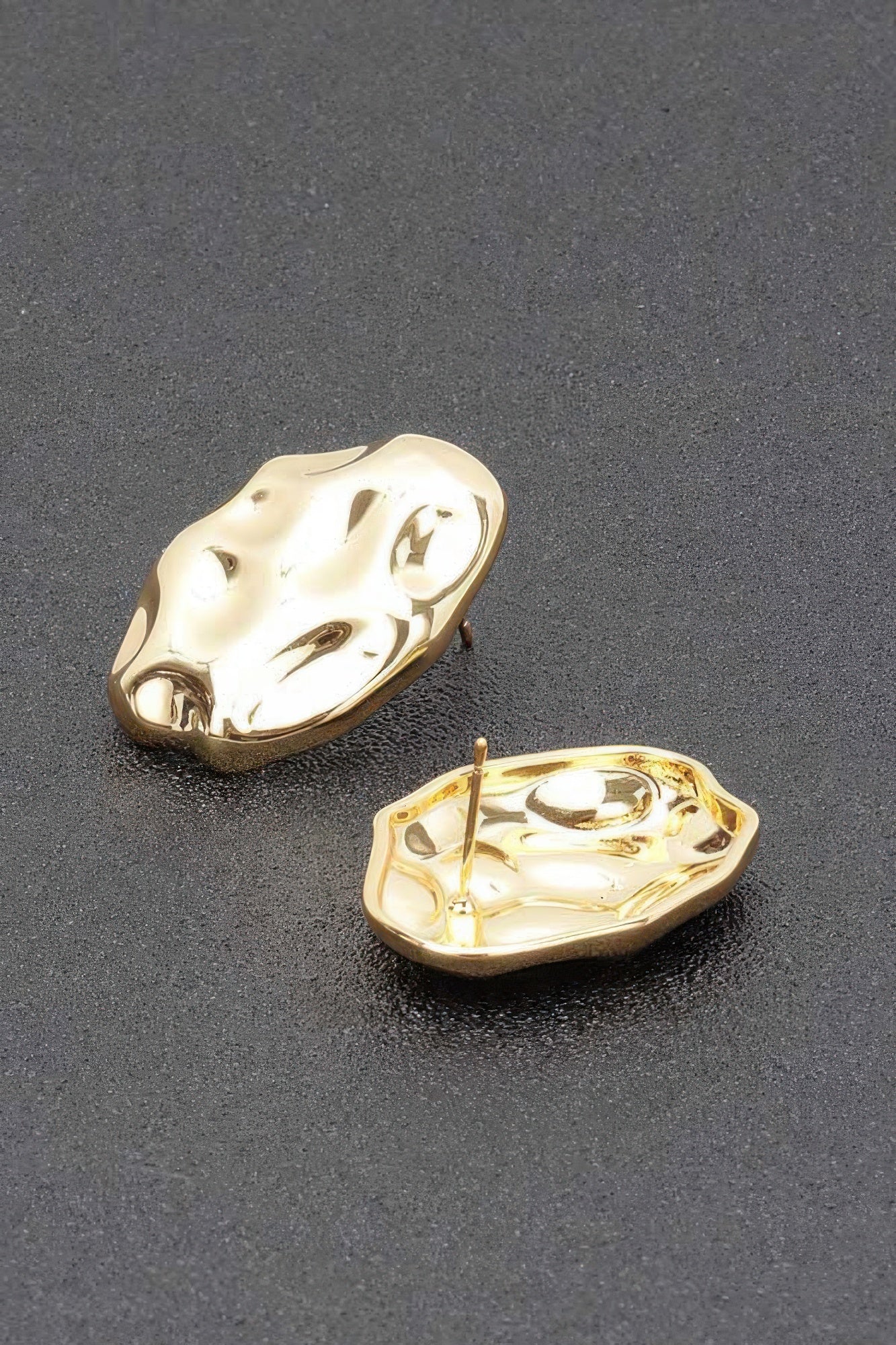 Polished Metal Stud Earrings Secondary image