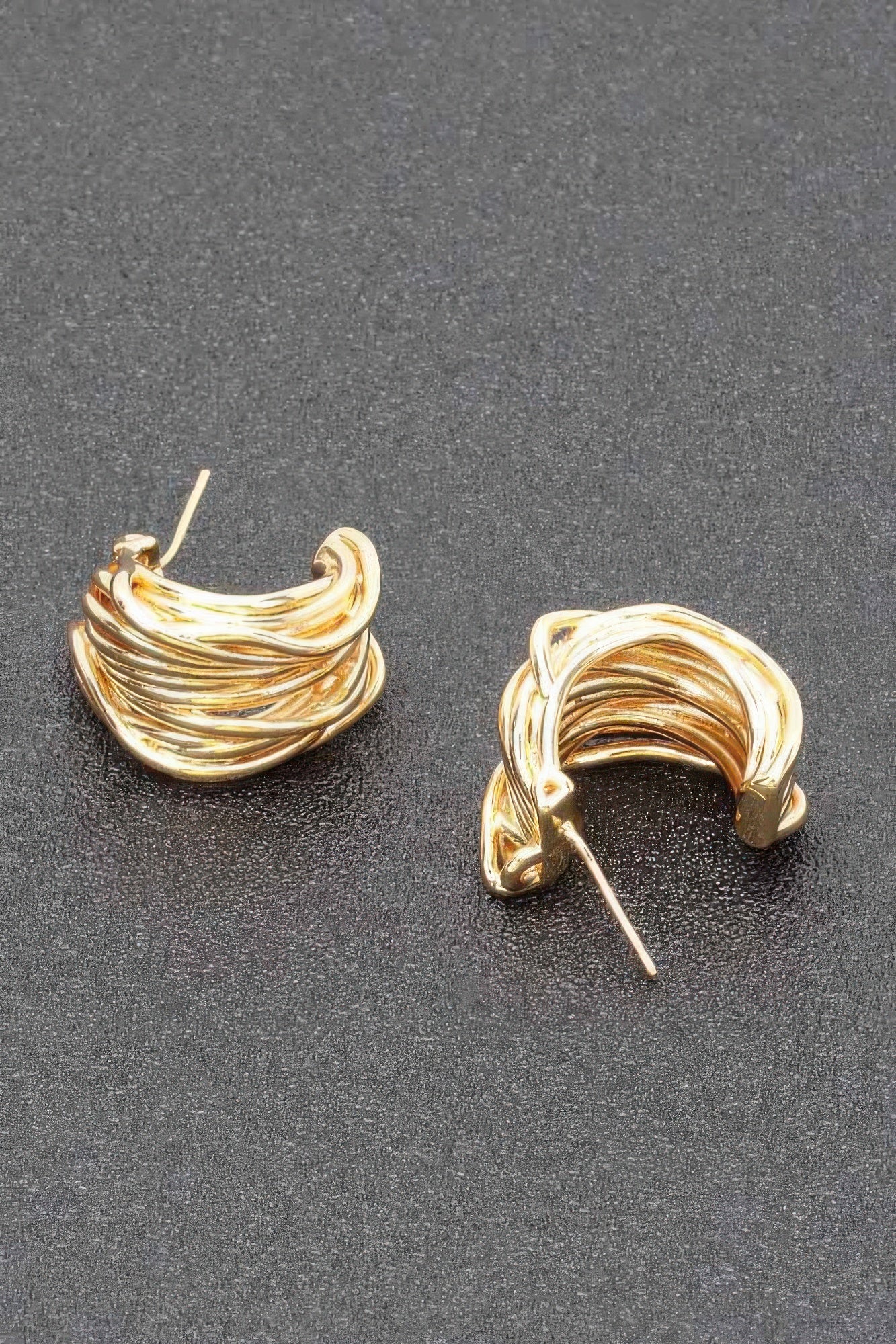 Gold Plated Layered Hoop Earrings Secondary image