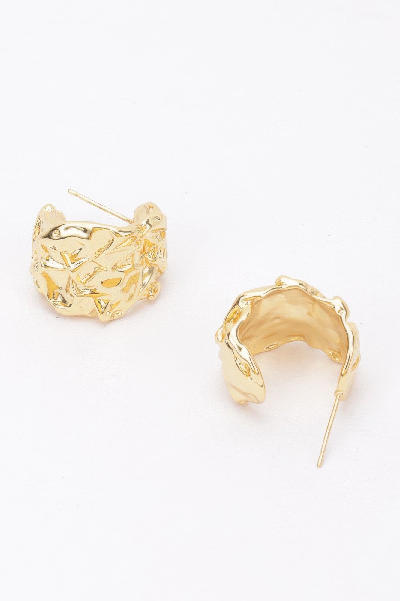 Gold-Plated Textured Hoop Earrings Secondary image