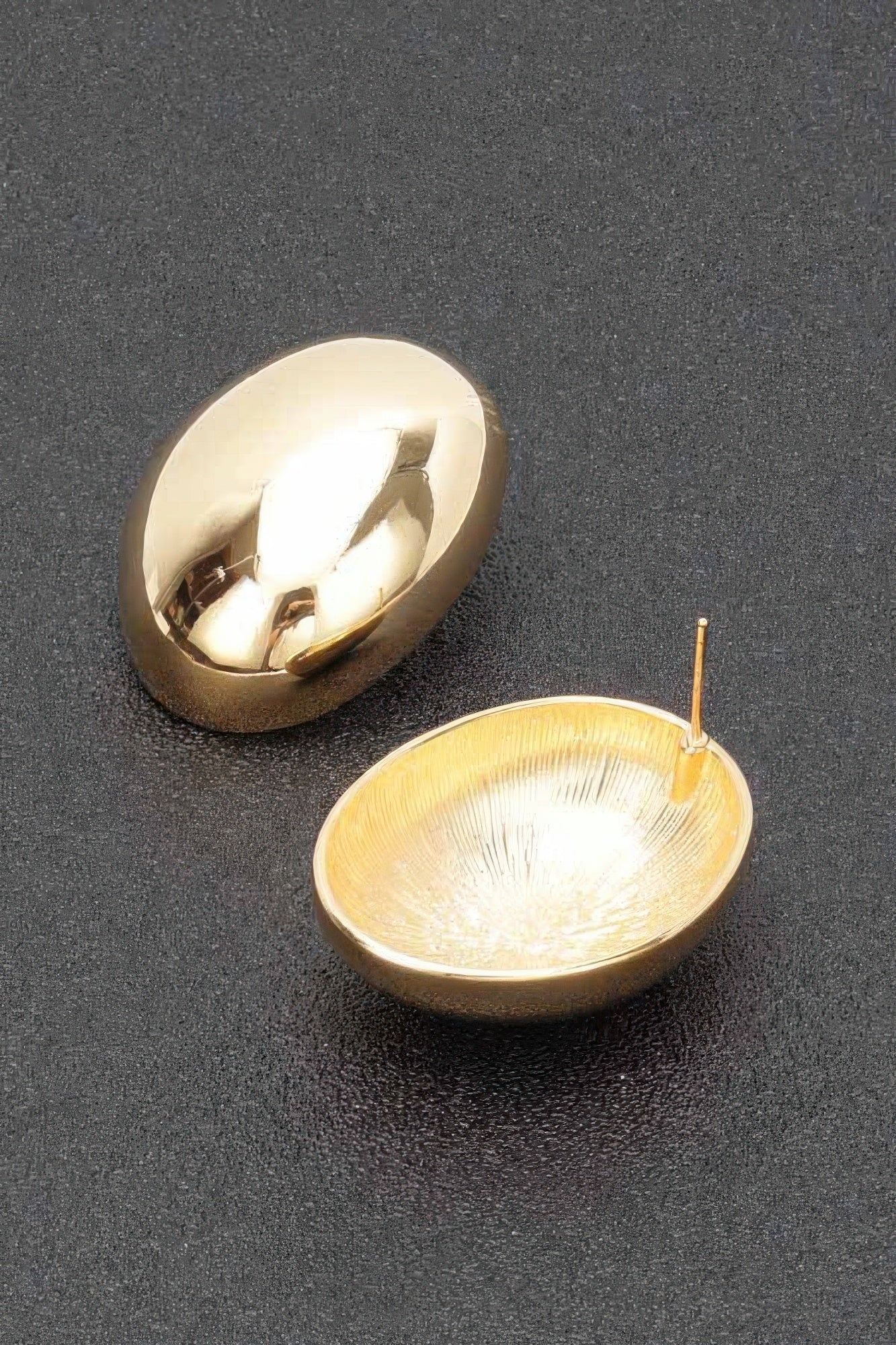 Vintage-Inspired Gold-Plated Dome Earrings Secondary image