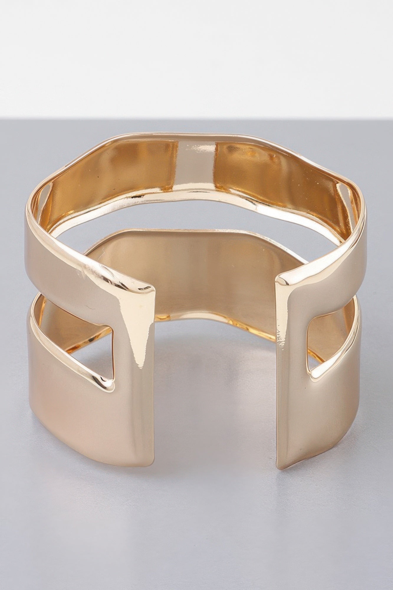 Gold Double-Band Open Cuff Bracelet Secondary image