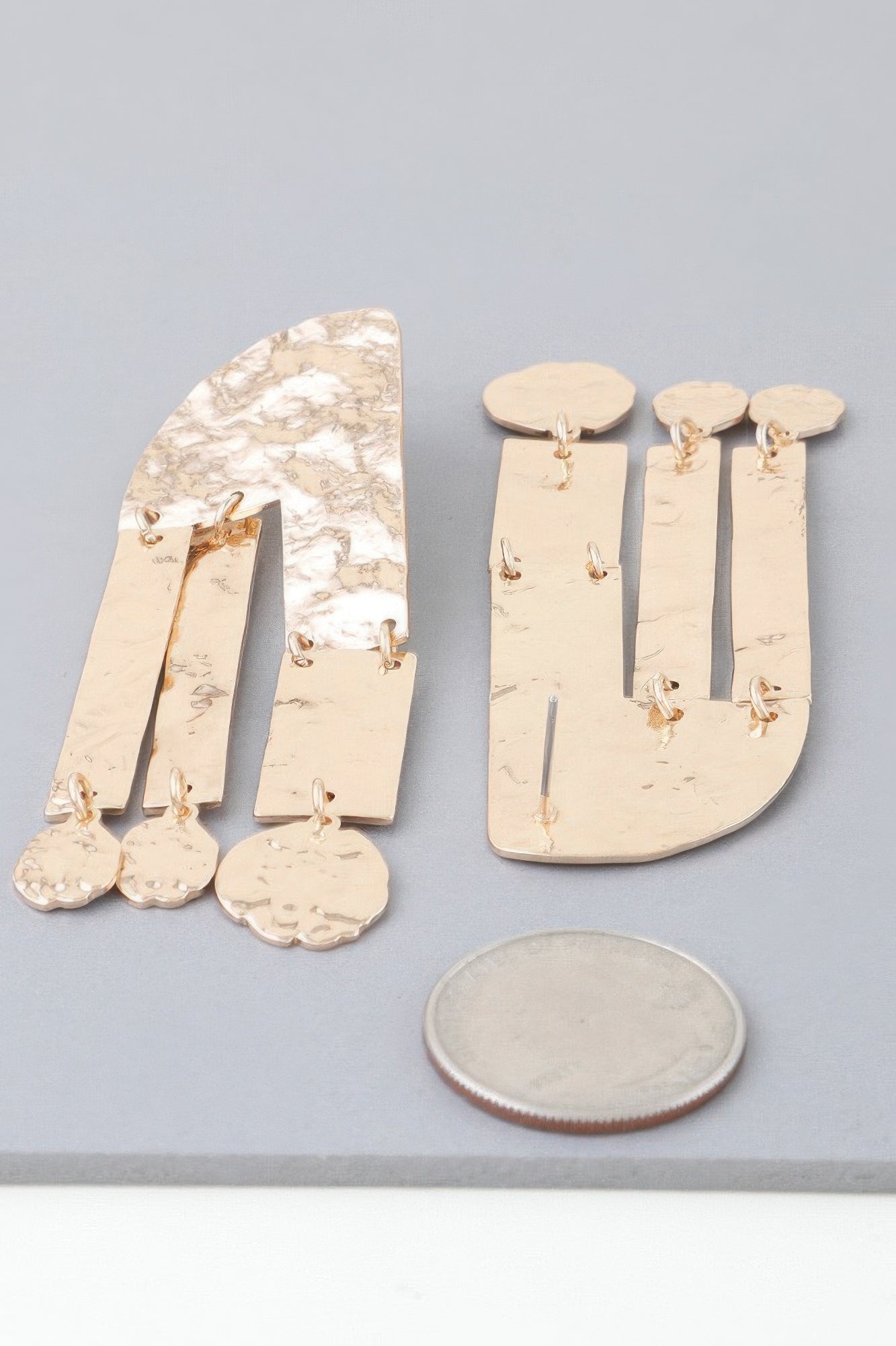 Gold Hammered Multi-Drop Statement Earrings Secondary image