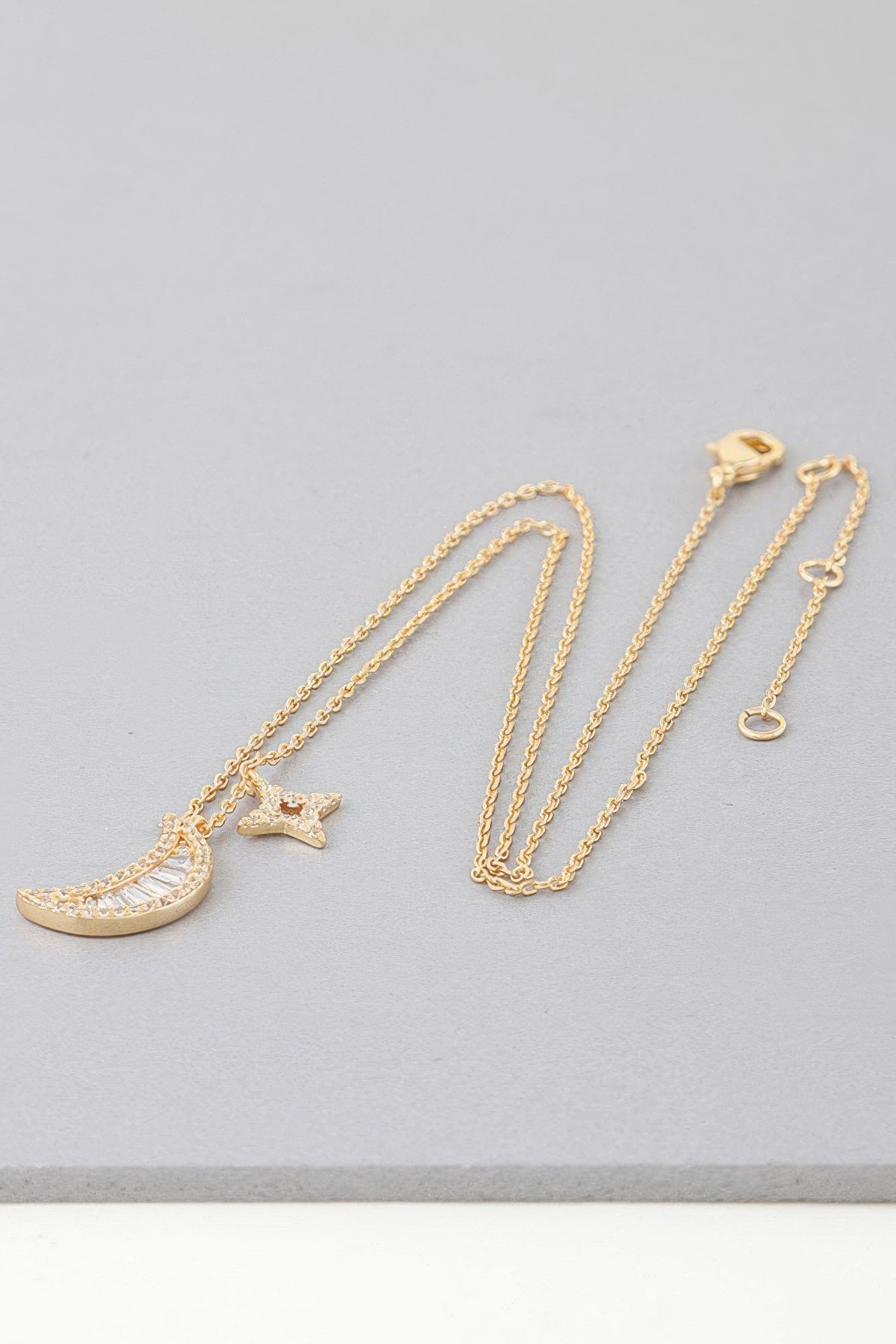 Jeweled Sun and Moon Pendant Necklace Secondary image