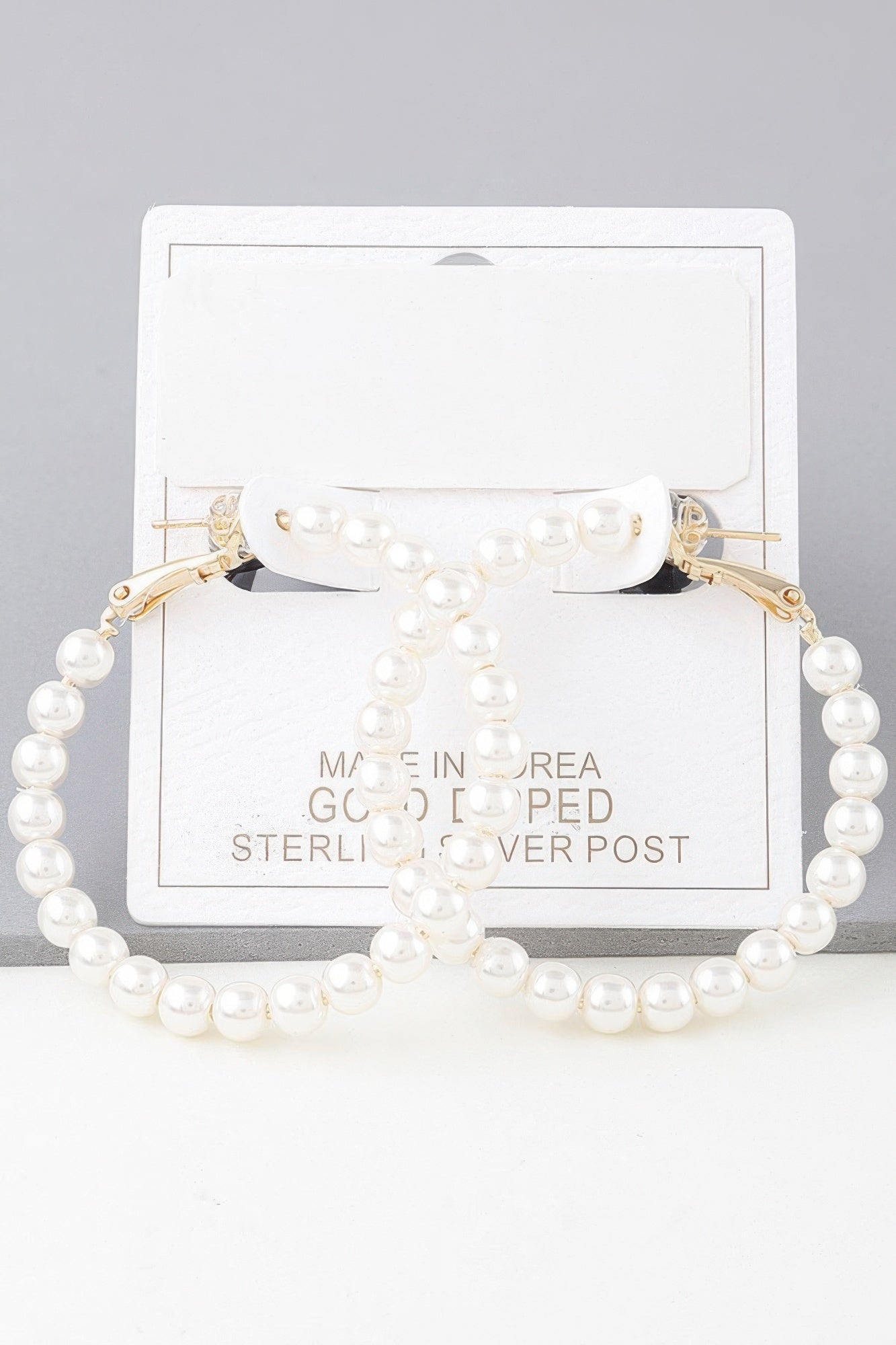 Gold Cream Pearl Hoop Earrings Secondary image