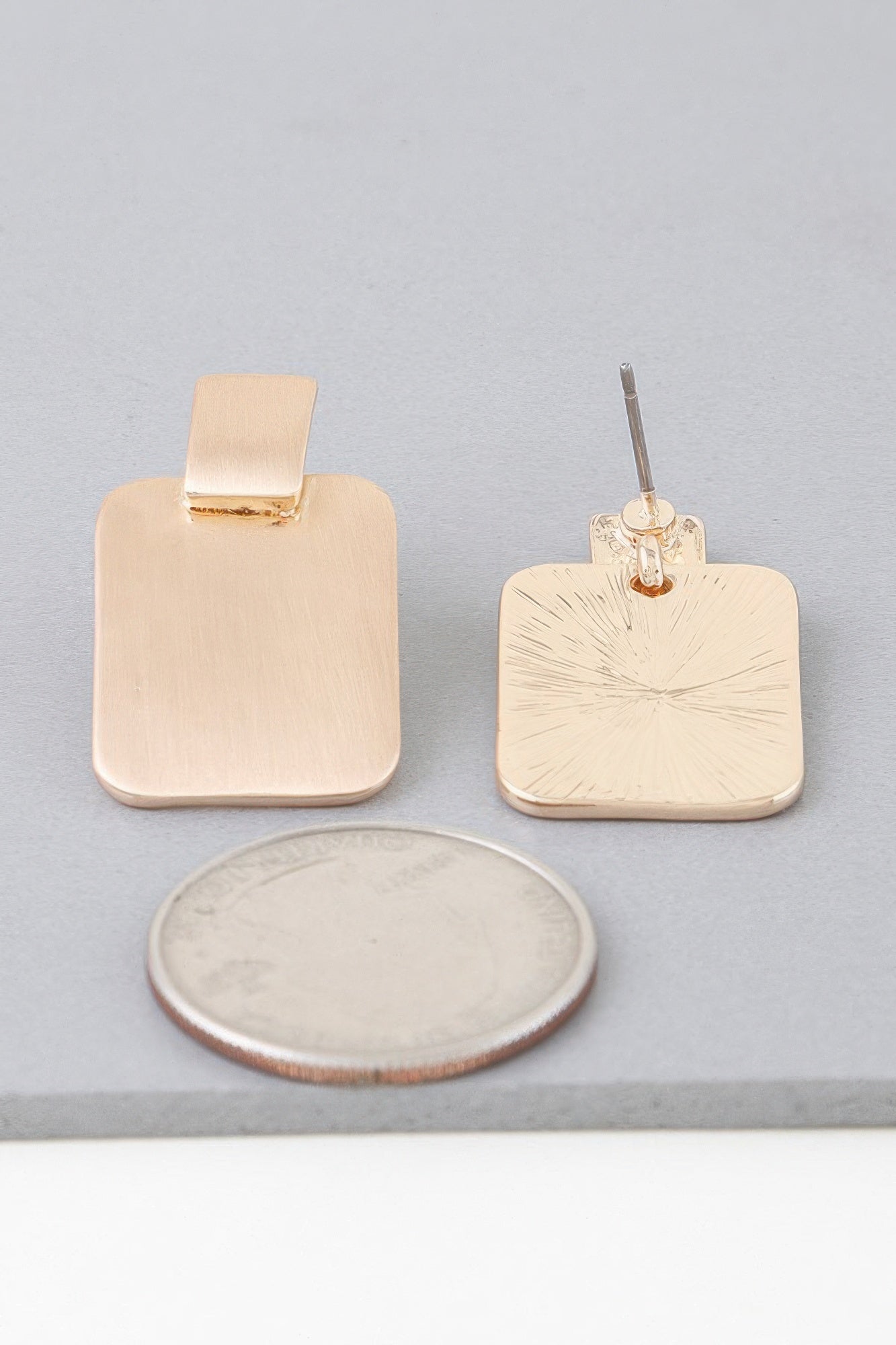 Gold Flat Geometric Stud Earrings Secondary image