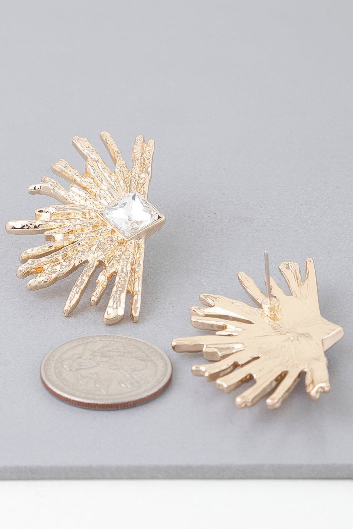 Flare Earrings with Clear Rhinestones Secondary image