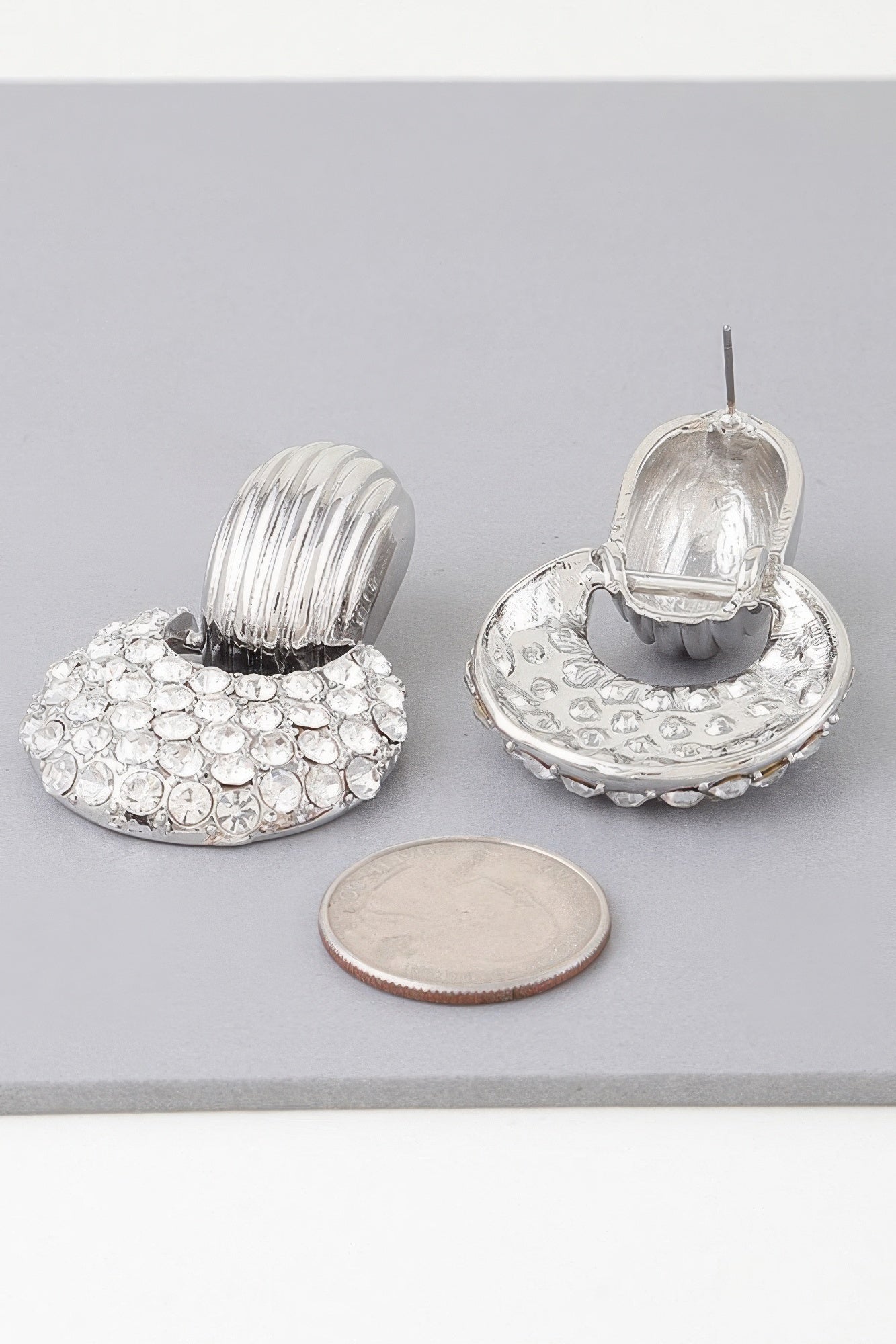 Rhinestone Round Drop Earrings Secondary image