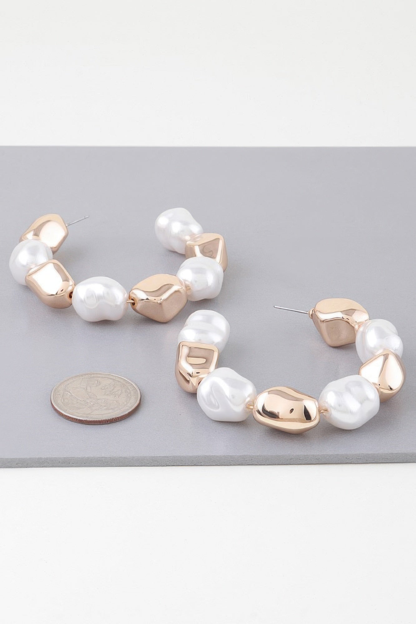 Pearl Accent Hoop Earrings Secondary image