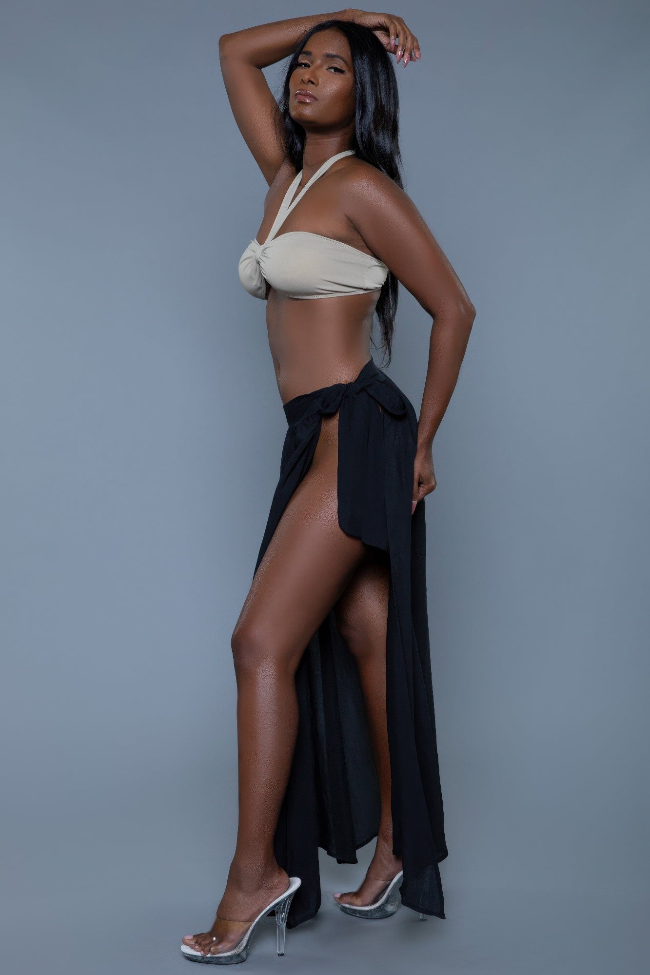 Black Side-Tie Maxi Swim Cover-Up Skirt Secondary image