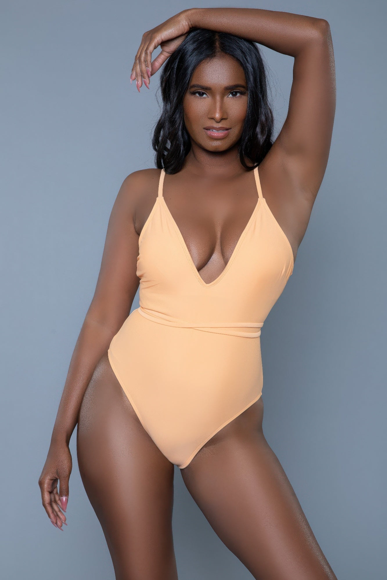 Melon V-Neck Wrap-Tie One-Piece Swimsuit Secondary image
