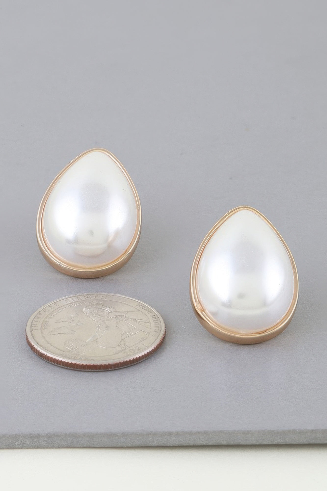 Gold-Tone Faux Pearl Teardrop Earrings Secondary image